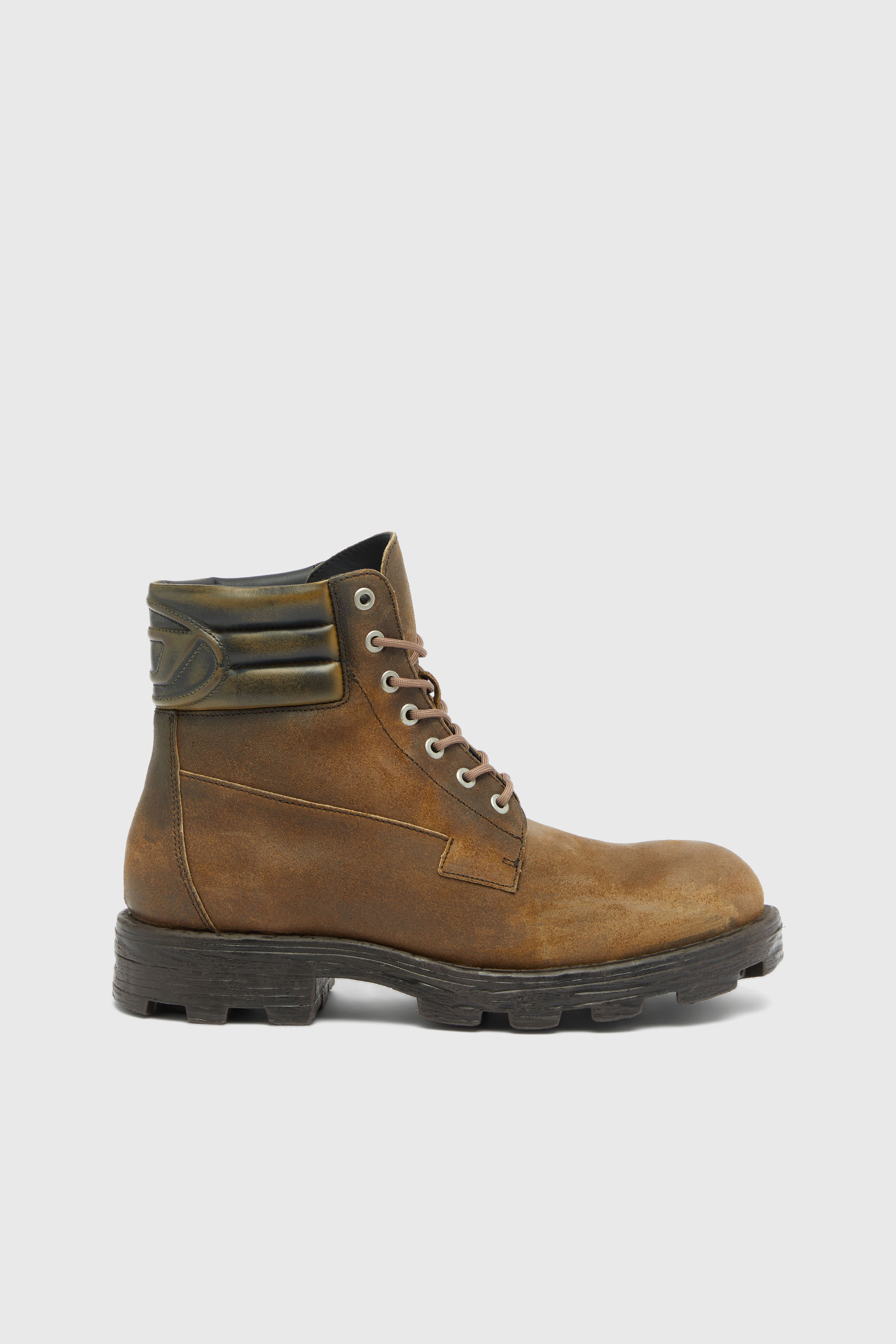 Diesel - D-HAMMER LACE UP, Herren D-Hammer-Combat Boots aus distressed Veloursleder in Braun - 1