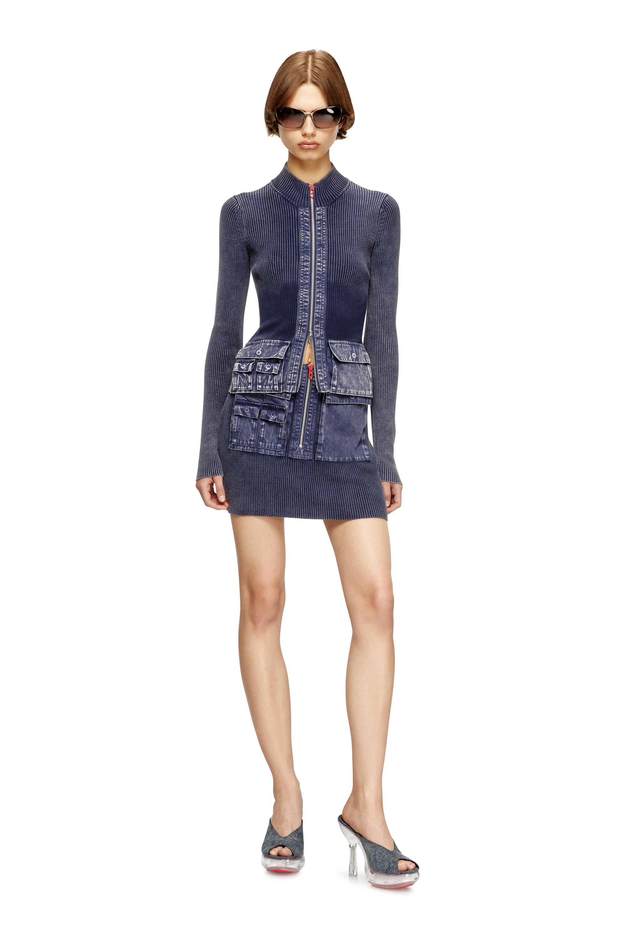 Diesel - M-MERYN-SHORT, Damen Gerippter Minirock mit Denim-Behandlung in Blau - 2