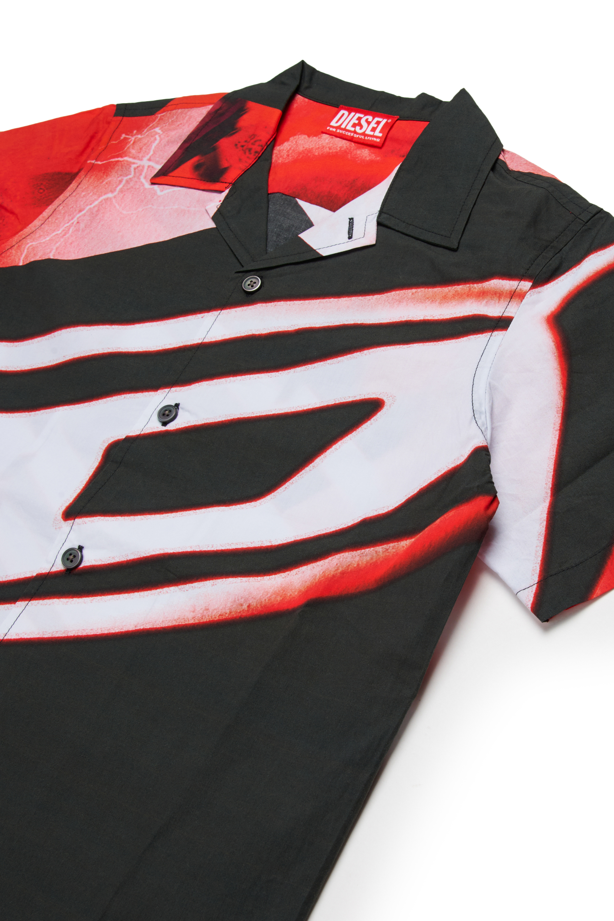 Diesel - MCIOND, Herren Baumwollhemd mit rundum verschwommenem Print in Schwarz - 3