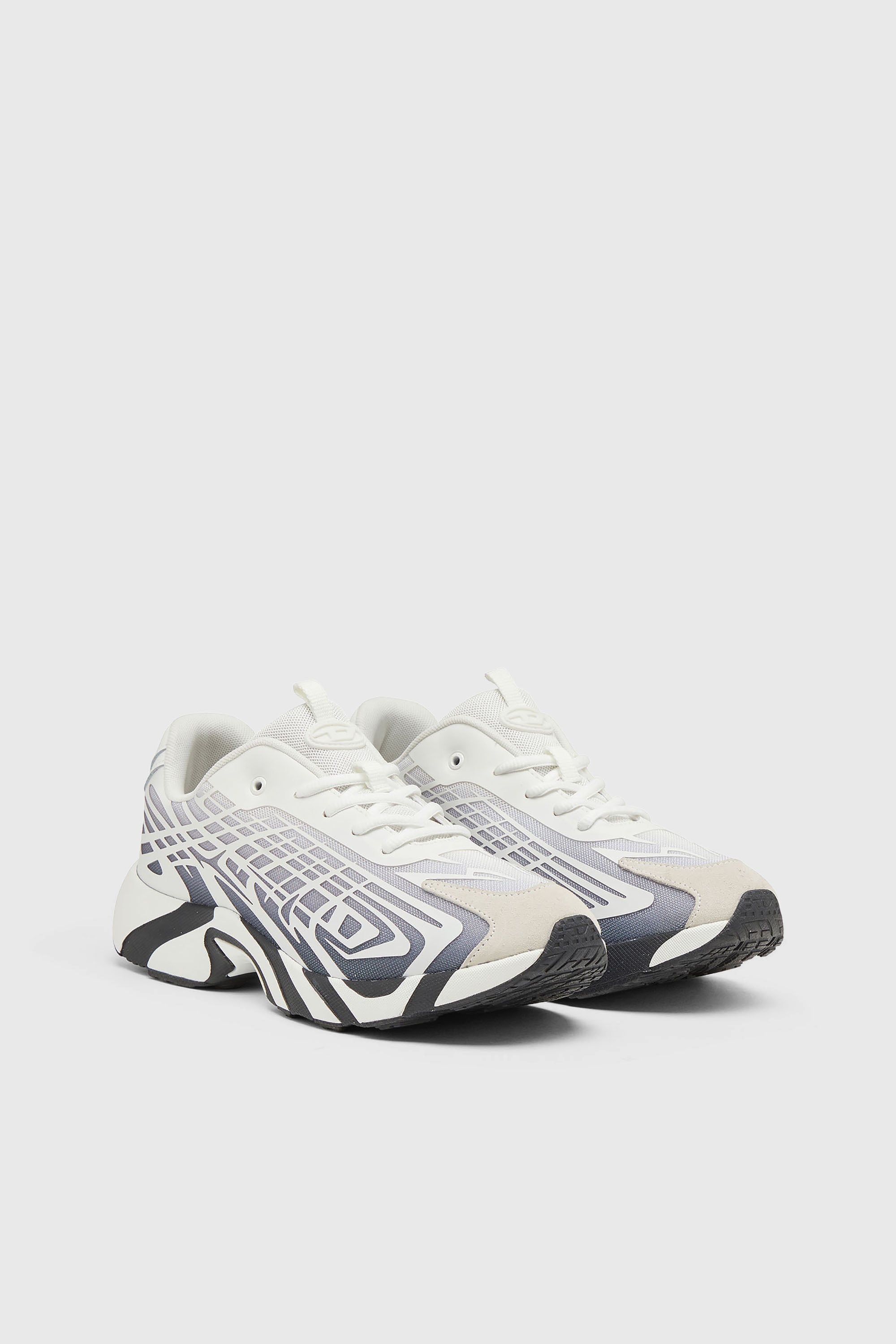 Diesel - S-D-VIT'S 500 LOW, Herren D-Vit-Sneaker aus gestreiftem D&eacute;grad&eacute;-Mesh in Wei&szlig;/Grau - 2
