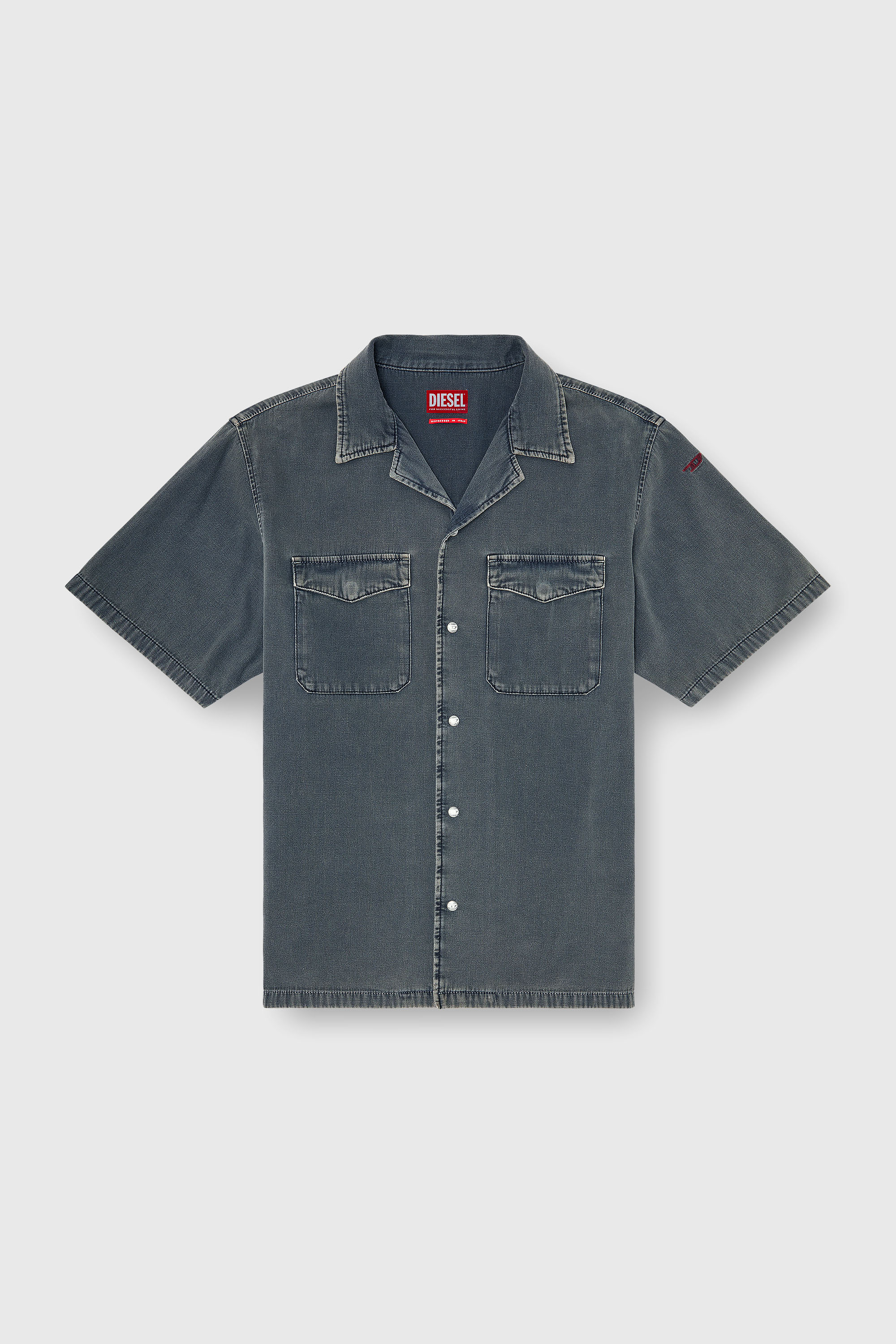 Diesel - D-NABIL-P, Herren Bowling-Hemd aus farbigem denim in Dunkelgrau - 2