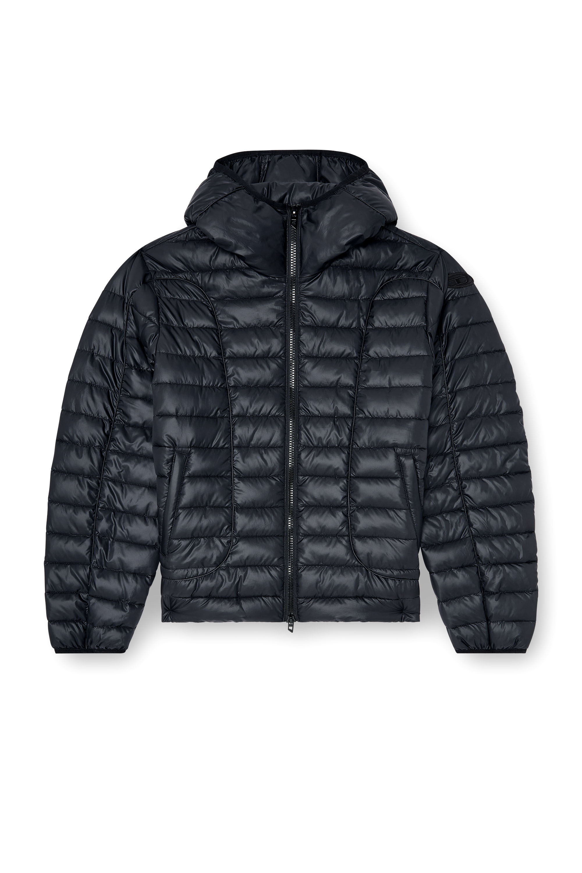 Diesel - W-STONE-WRD, Herren Steppjacke mit tonalen Paspeln in Schwarz - 3