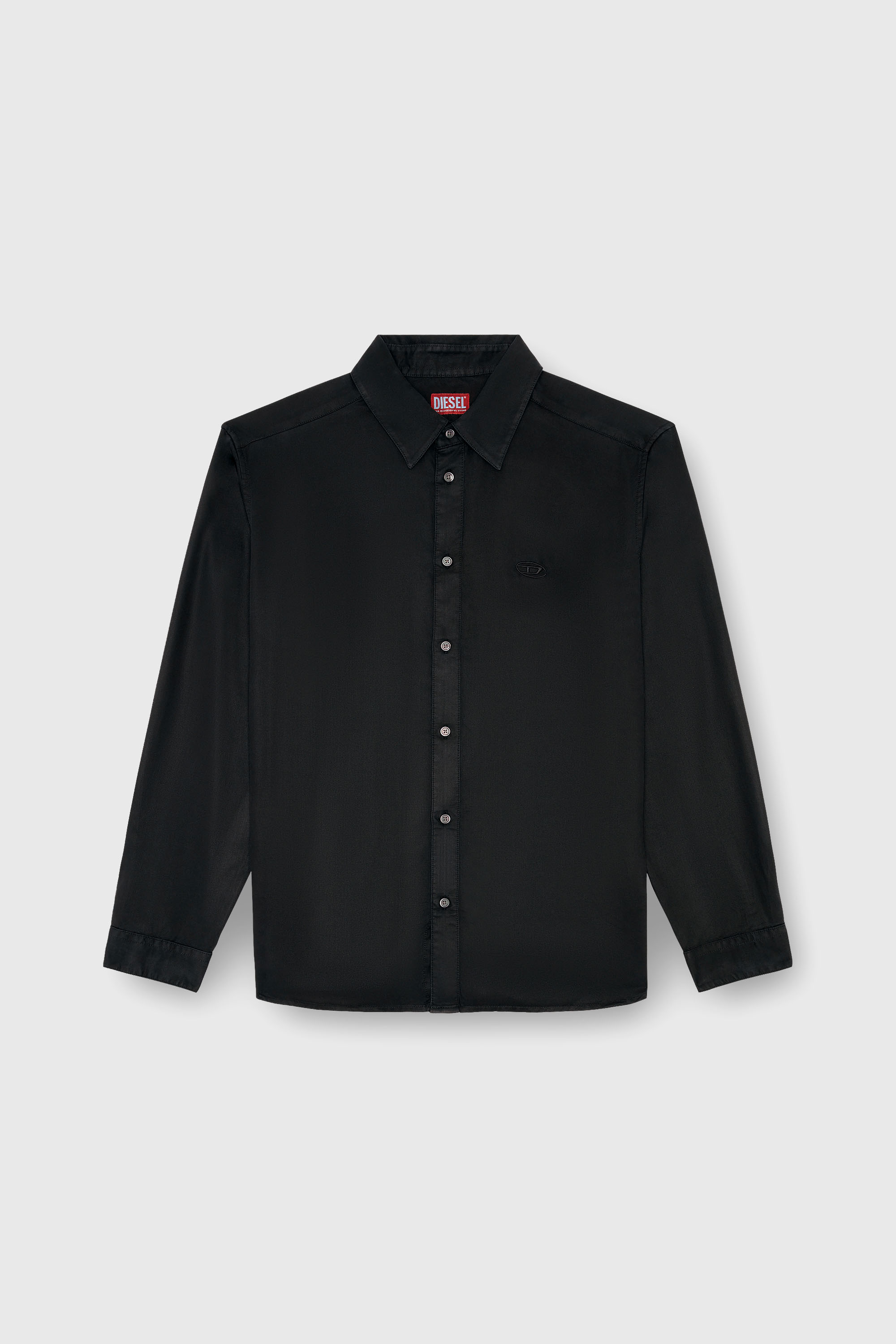 Diesel - S-SIMPLY-C, Herren Flie&szlig;endes Hemd mit Logo-Stickerei in Schwarz - 2