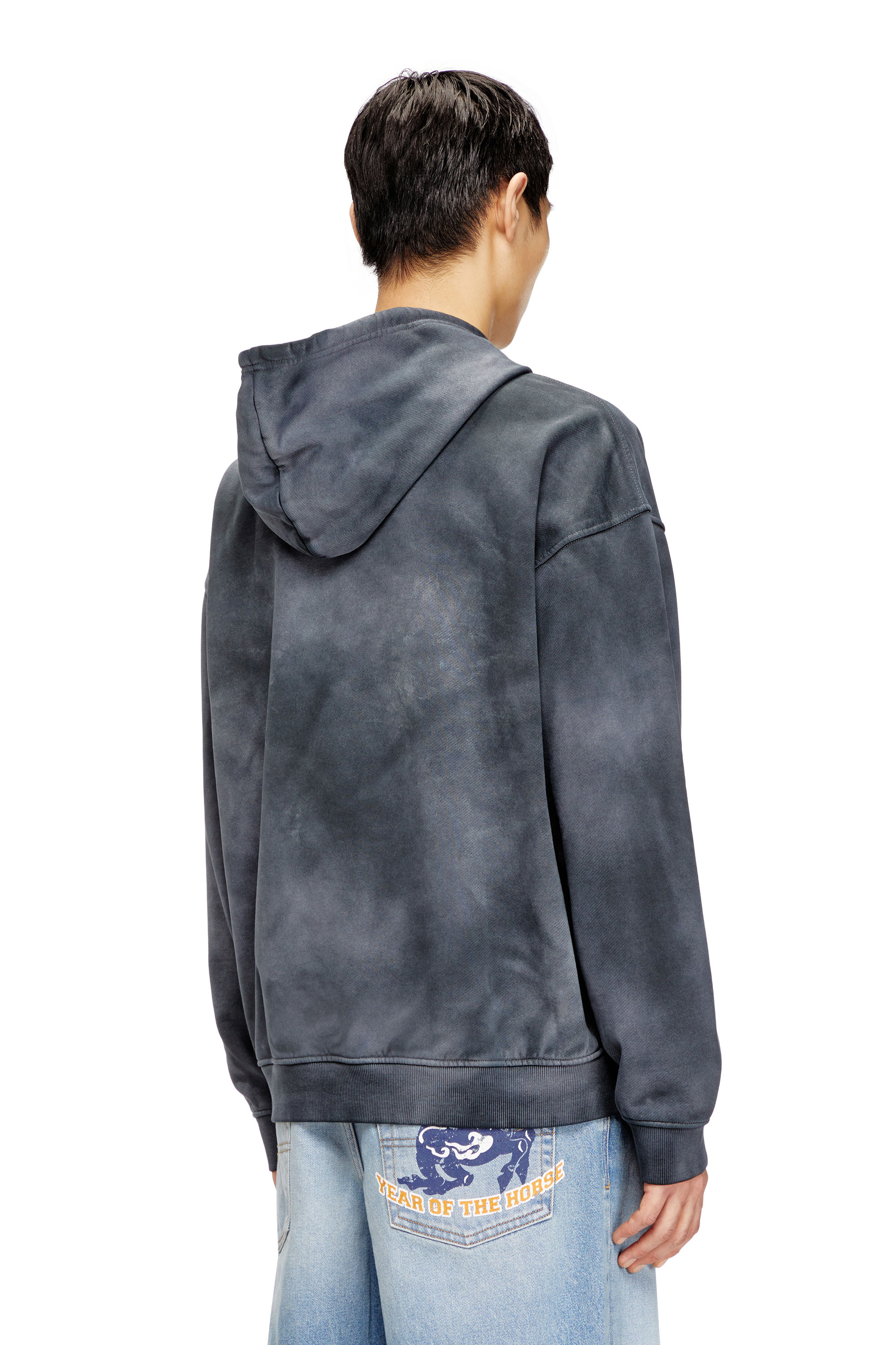 Diesel - CL-S-BOXT-HOOD-HORSE, Herren Tie-Dye-Hoodie mit Pferde-Print in Grau - 4