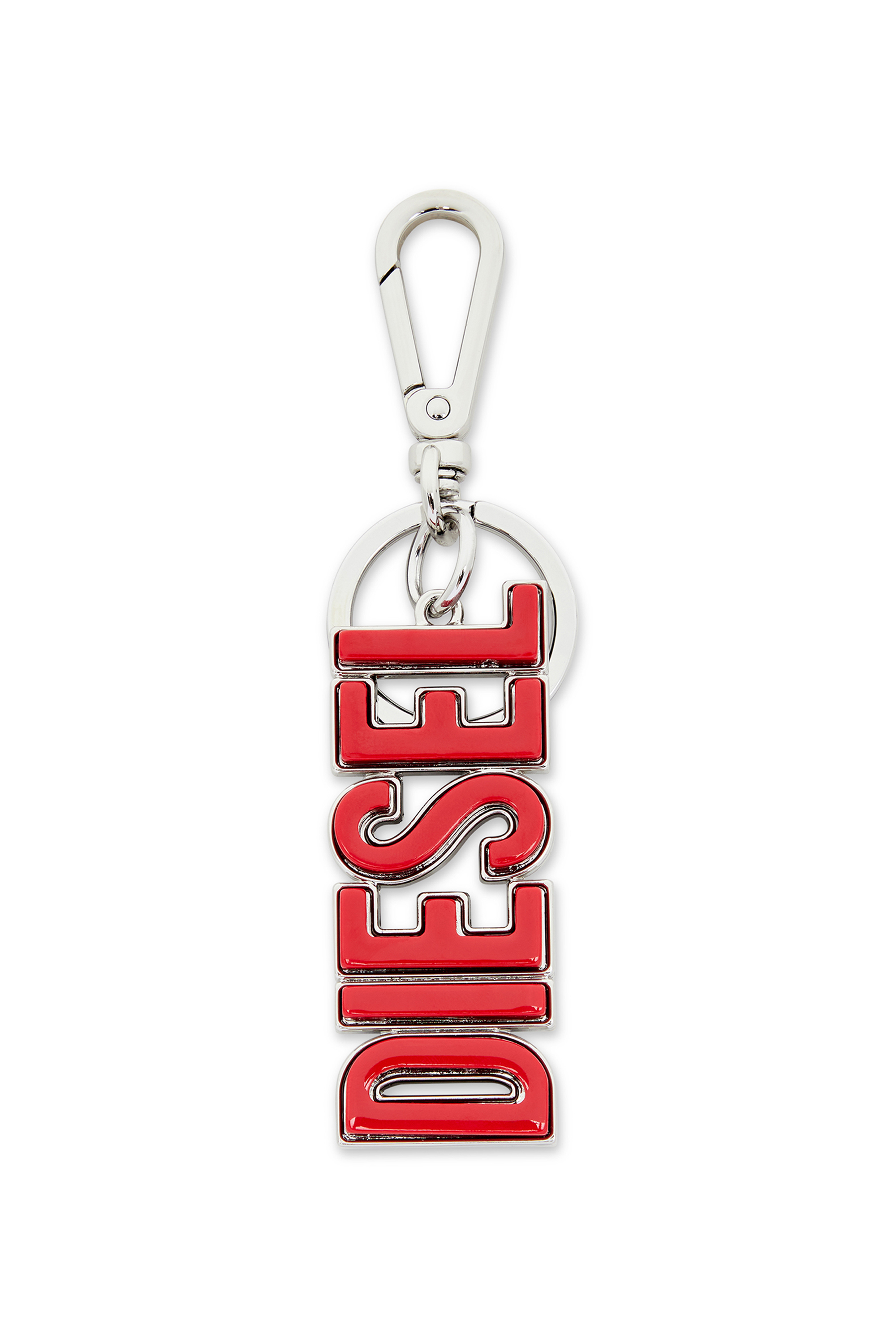 Diesel - DSL 3D KEY RING, Herren DIESEL-Schlüsselring aus Metall und Harz in Schwarz/Rot - 1