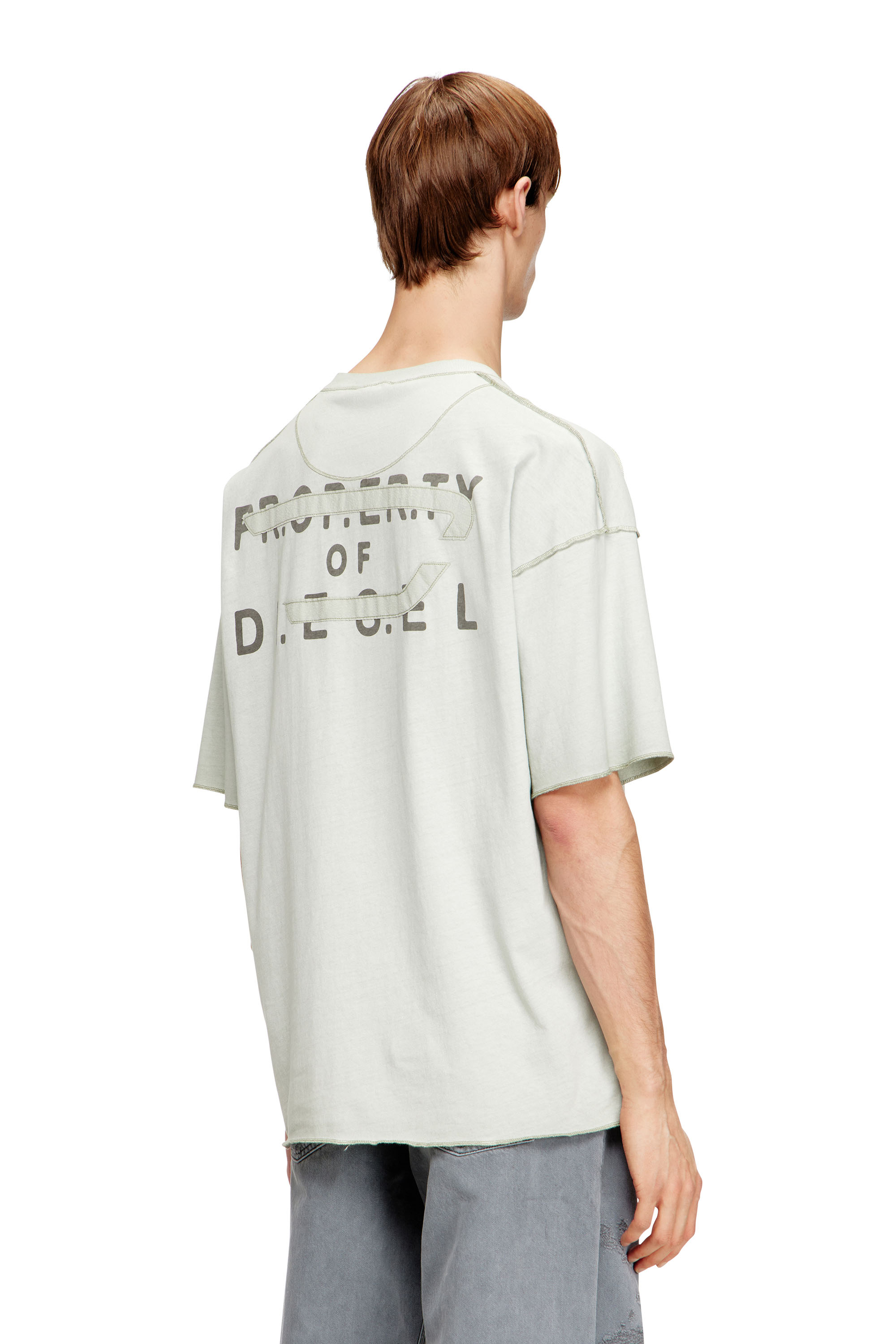Diesel - T-LOOK, Herren Entspanntes Baumwoll-T-Shirt mit Print vorne und hinten in Wei&szlig;/Grau - 3