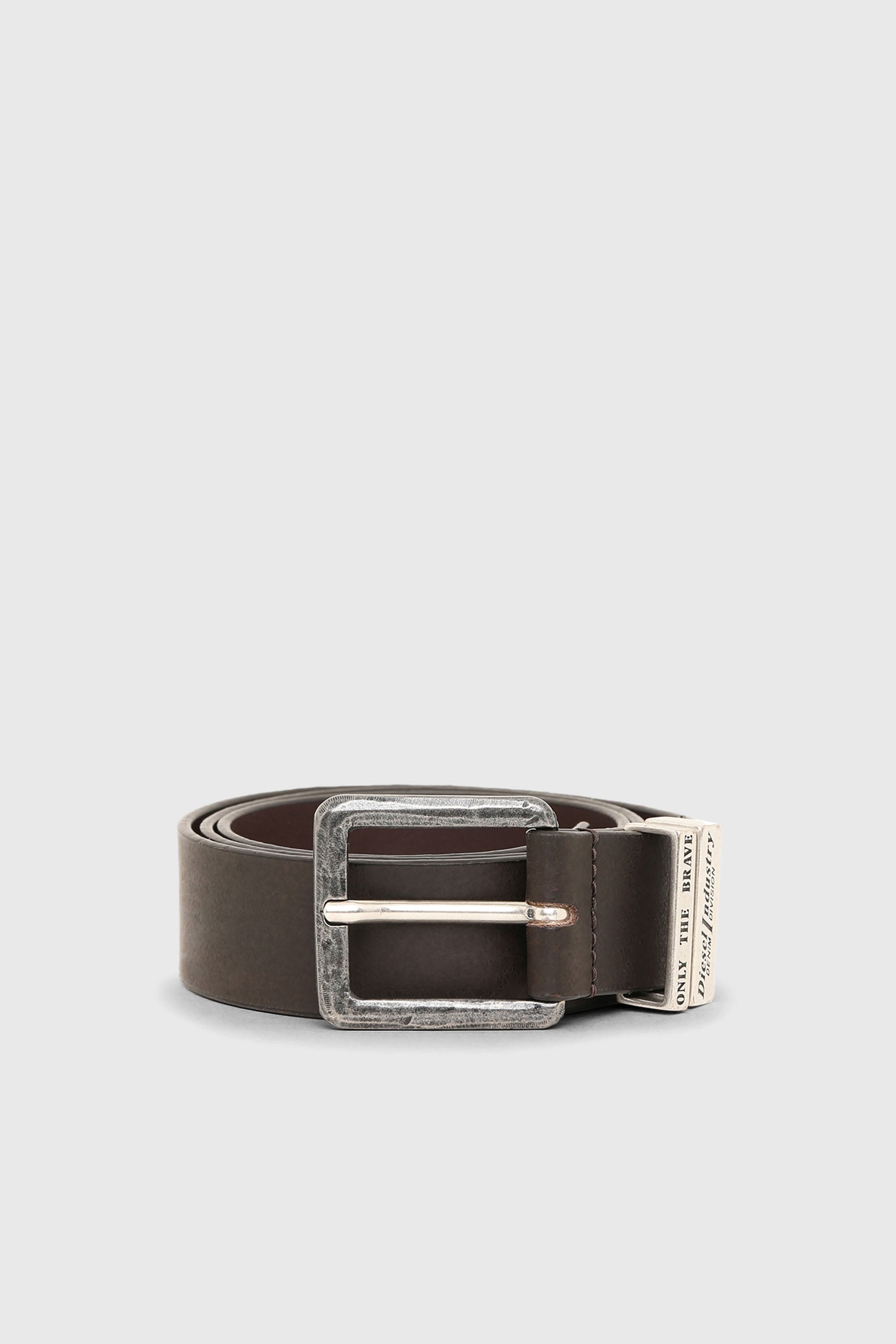 Diesel - B-GUARANTEE-A, Herren 3.4cm Lederg&uuml;rtel mit br&uuml;nierten Metallelementen in Braun - 1