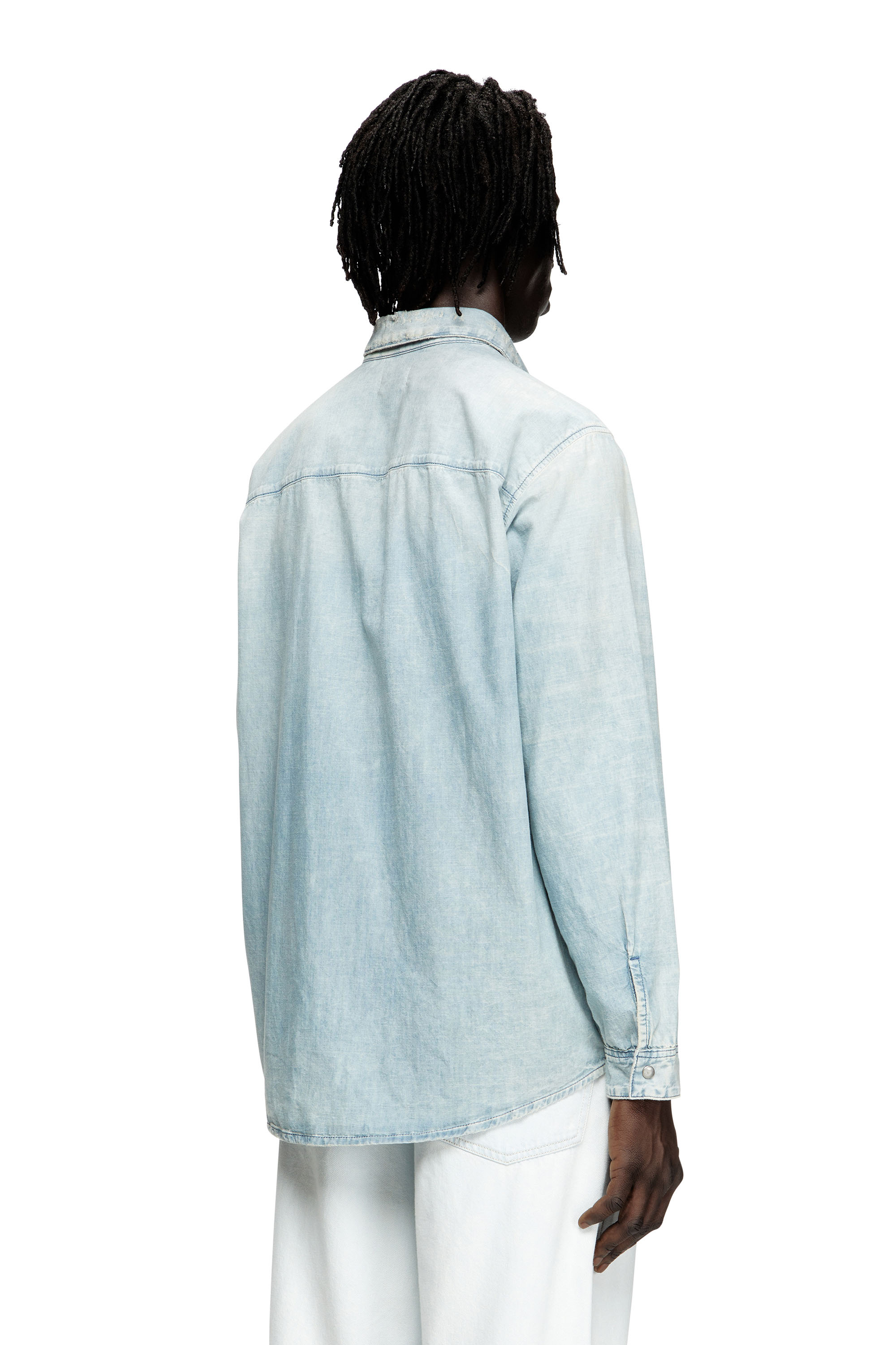 Diesel - D-SIMPLY, Herren Shirt aus Denim mit Bleich-Effekt in Hellblau - 4