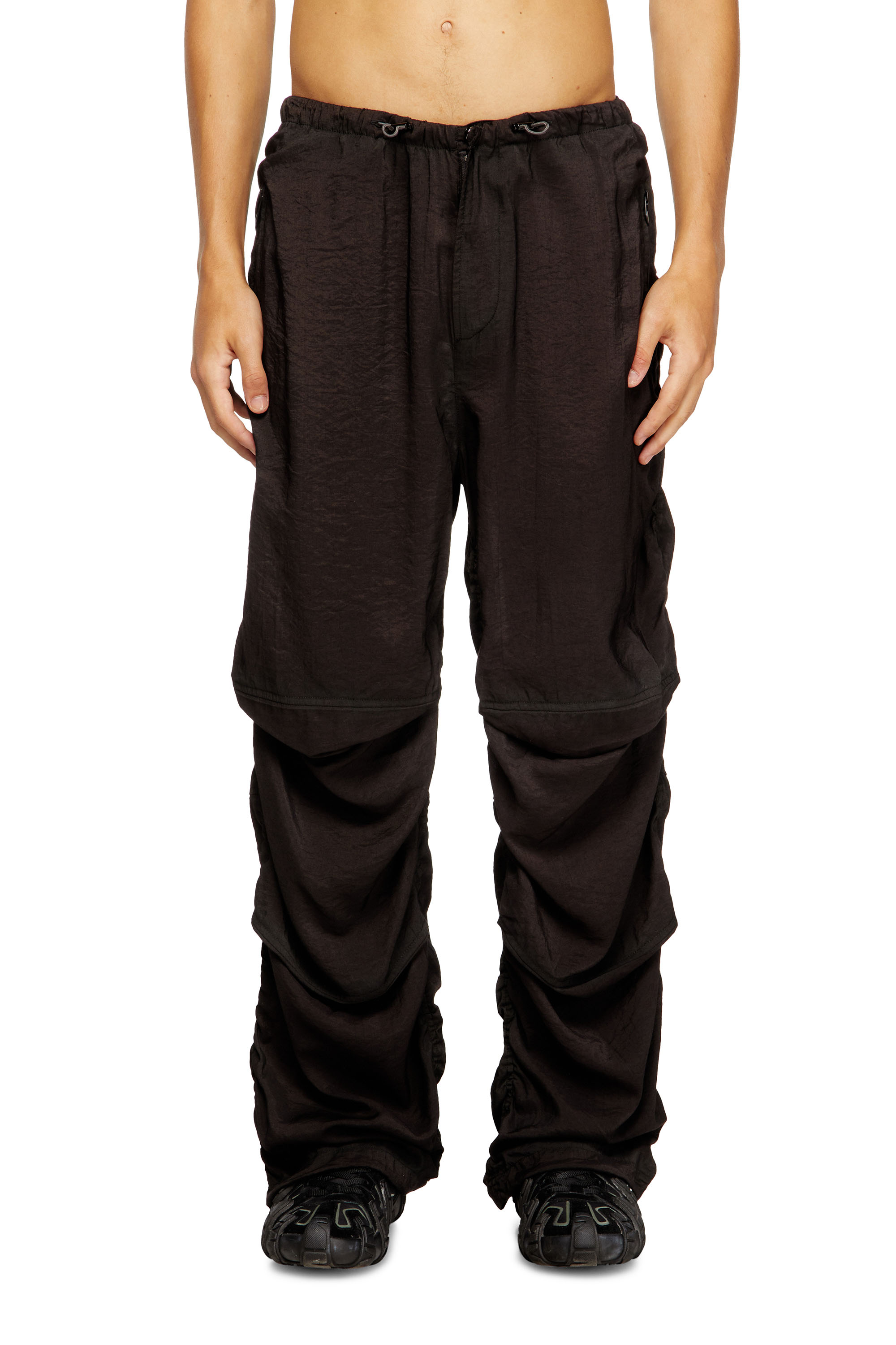 Diesel - P-DAILY, Herren Utility-Hose aus leichtem, knitterigem Stoff in Schwarz - 1