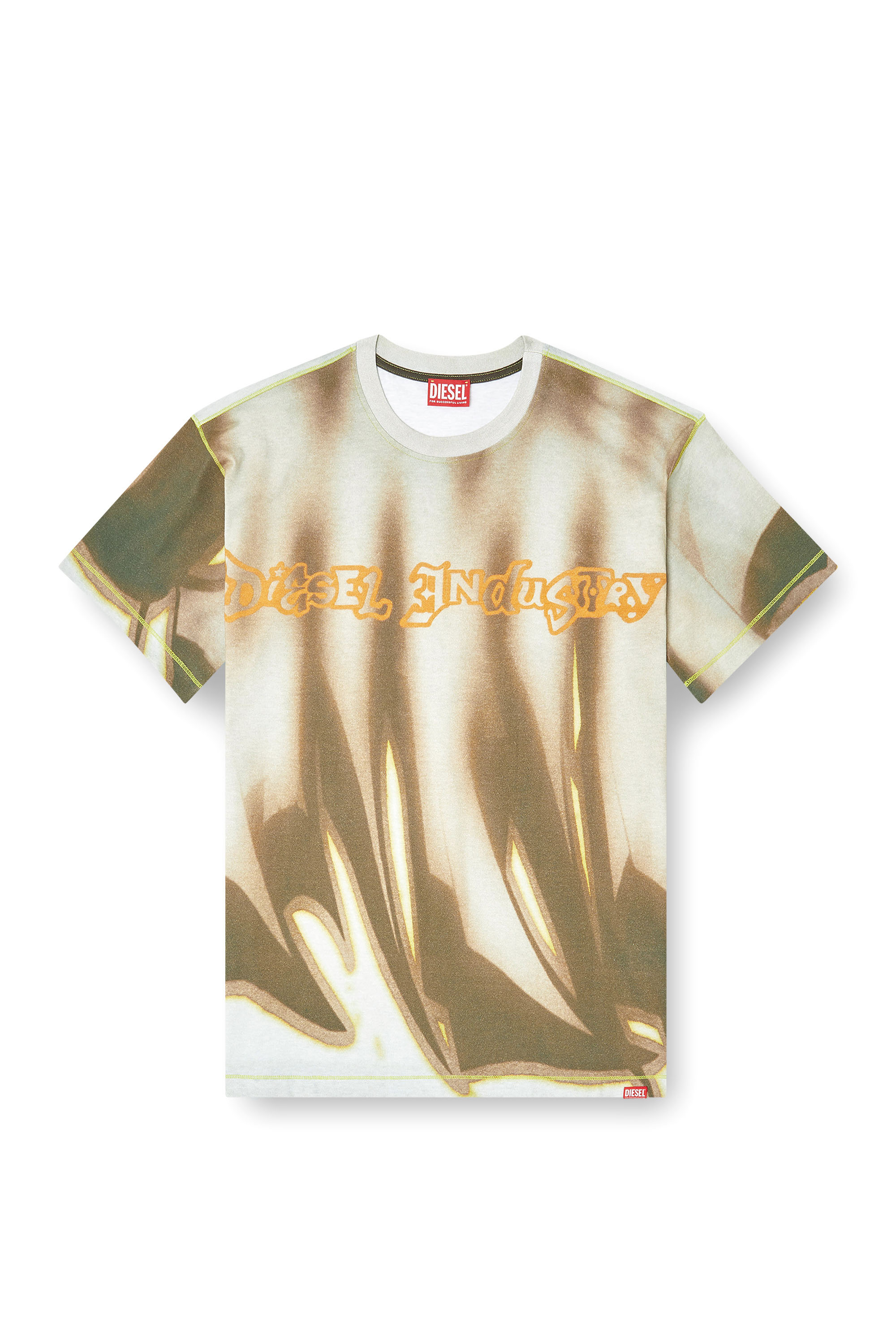 Diesel - T-NORM-SHOW, Herren T-Shirt mit Graffiti-Print in Grün/Grau - 3