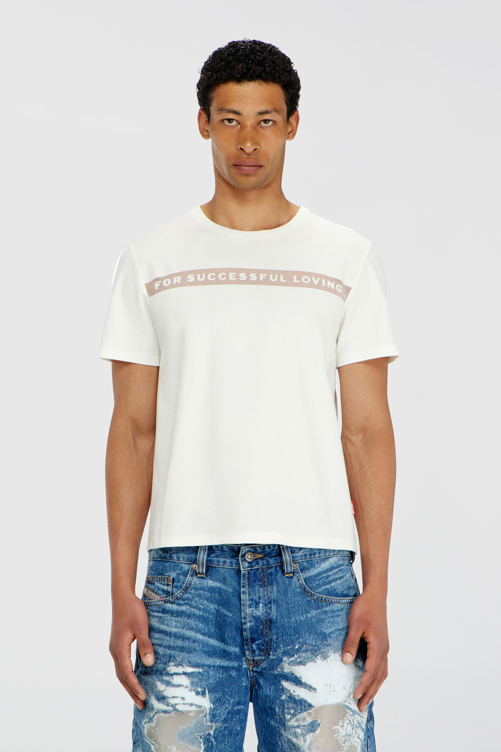 Diesel - PR-T-NOTS-CHI-R, Unisex T-Shirt mit For Successful Loving Logo in Wei&szlig; - 2