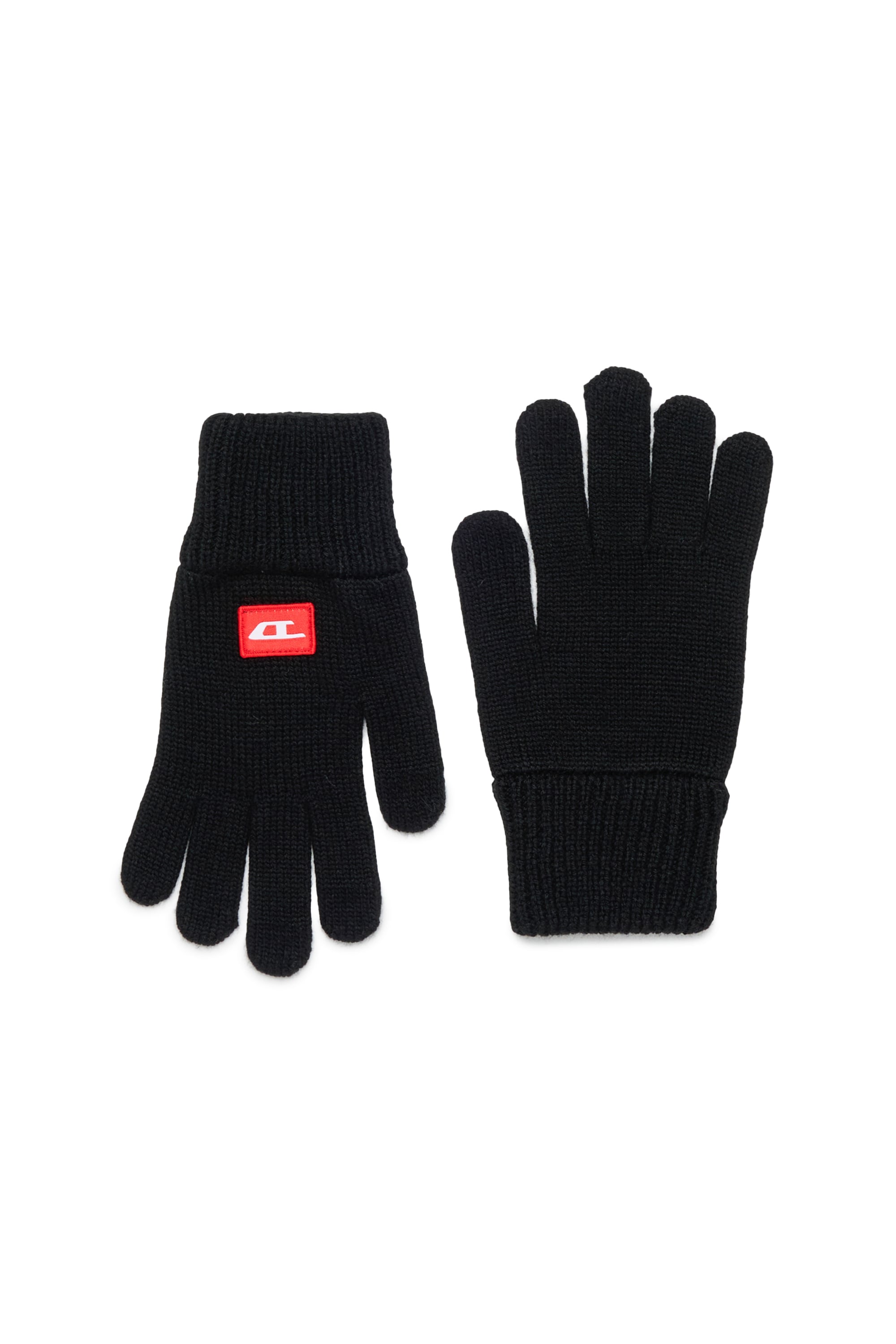 Diesel - NLOT, Unisex Touchscreen-Handschuhe aus Wollmischgewebe in Schwarz - 1