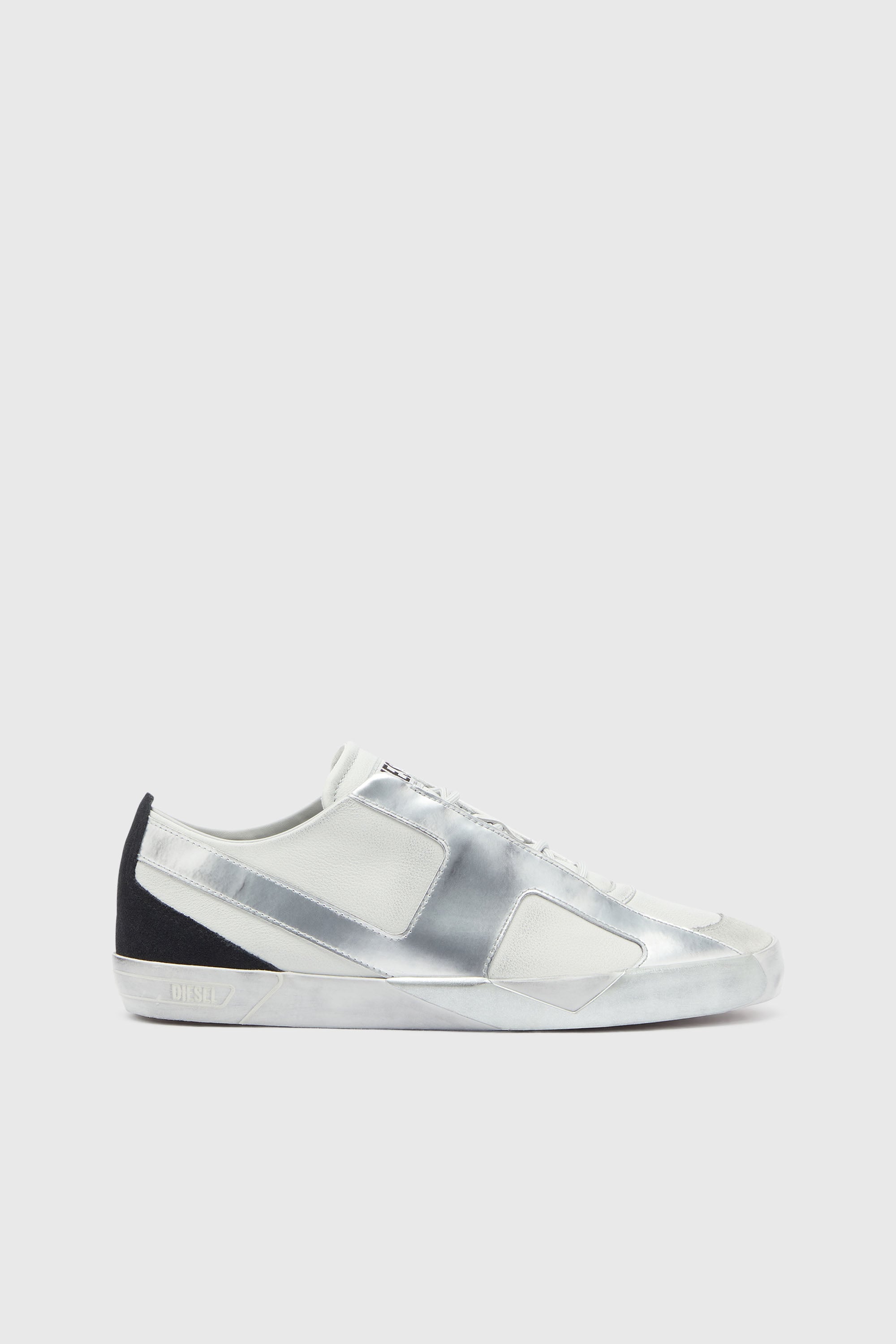 Diesel - S-SLANTE-D LOW, Herren S-Slante-D - Sneaker aus Leder und Velours mit distressed look in Wei&szlig;/Silber - 1
