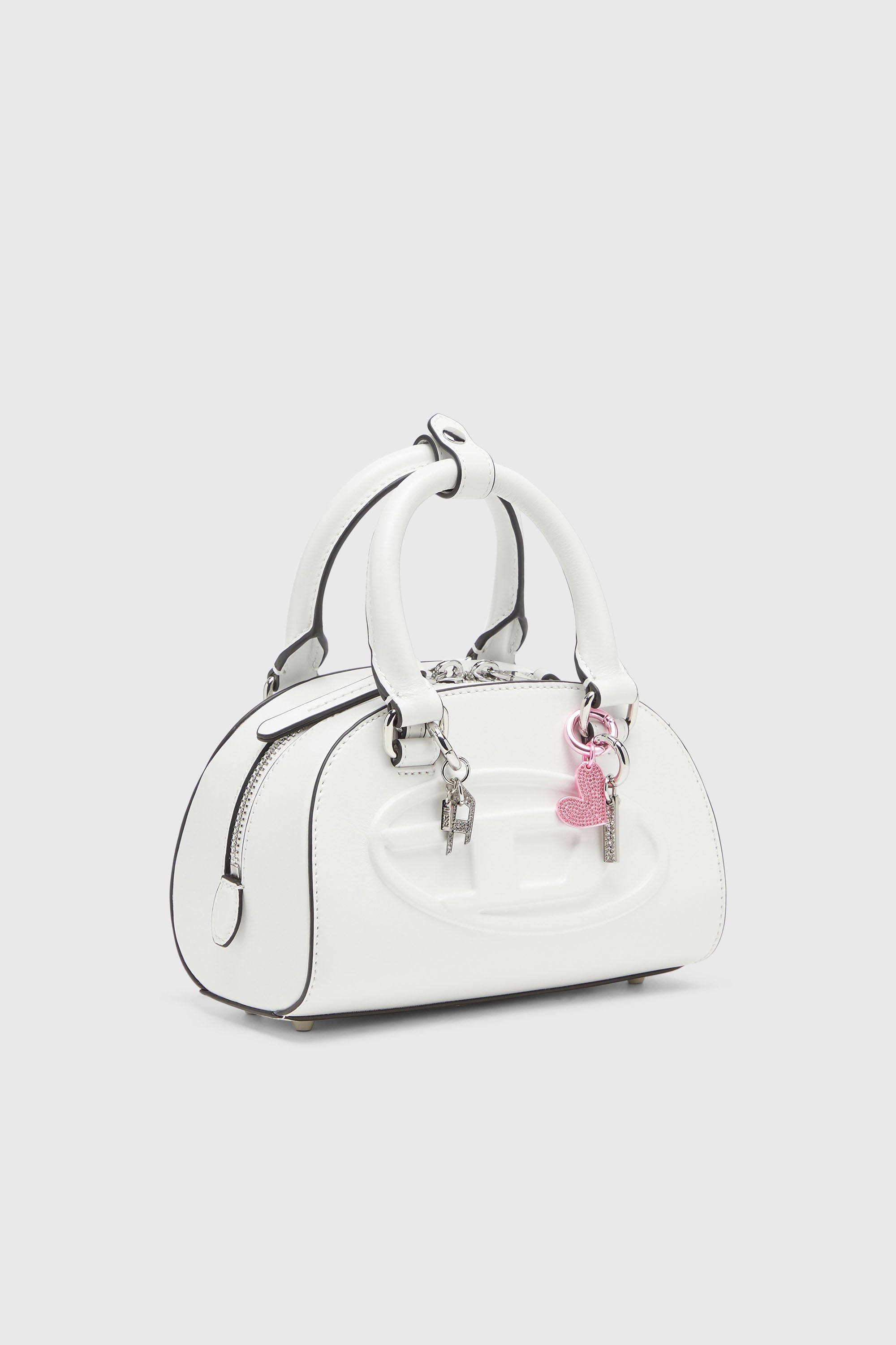 Diesel - CHARM-HEART, Damen Metallherz-Anh&auml;nger mit Strasssteinen in Rosa - 2