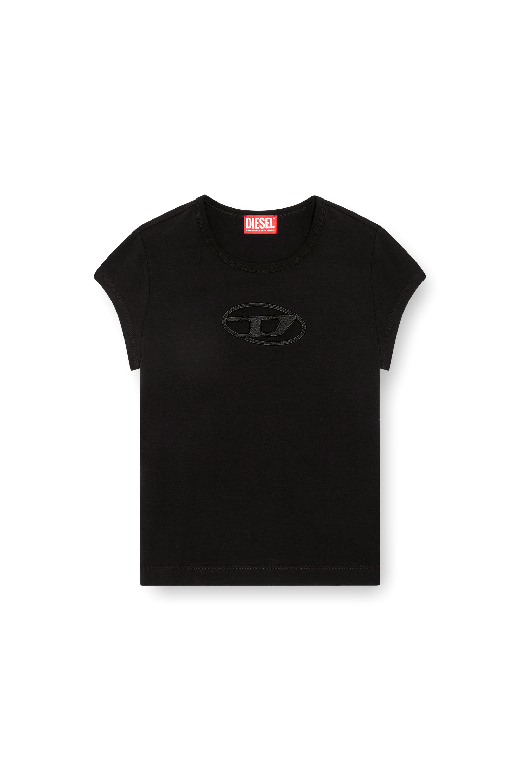 Diesel - T-ANGIE, Damen T-Shirt mit Cutout-Logo in Schwarz - Image 3