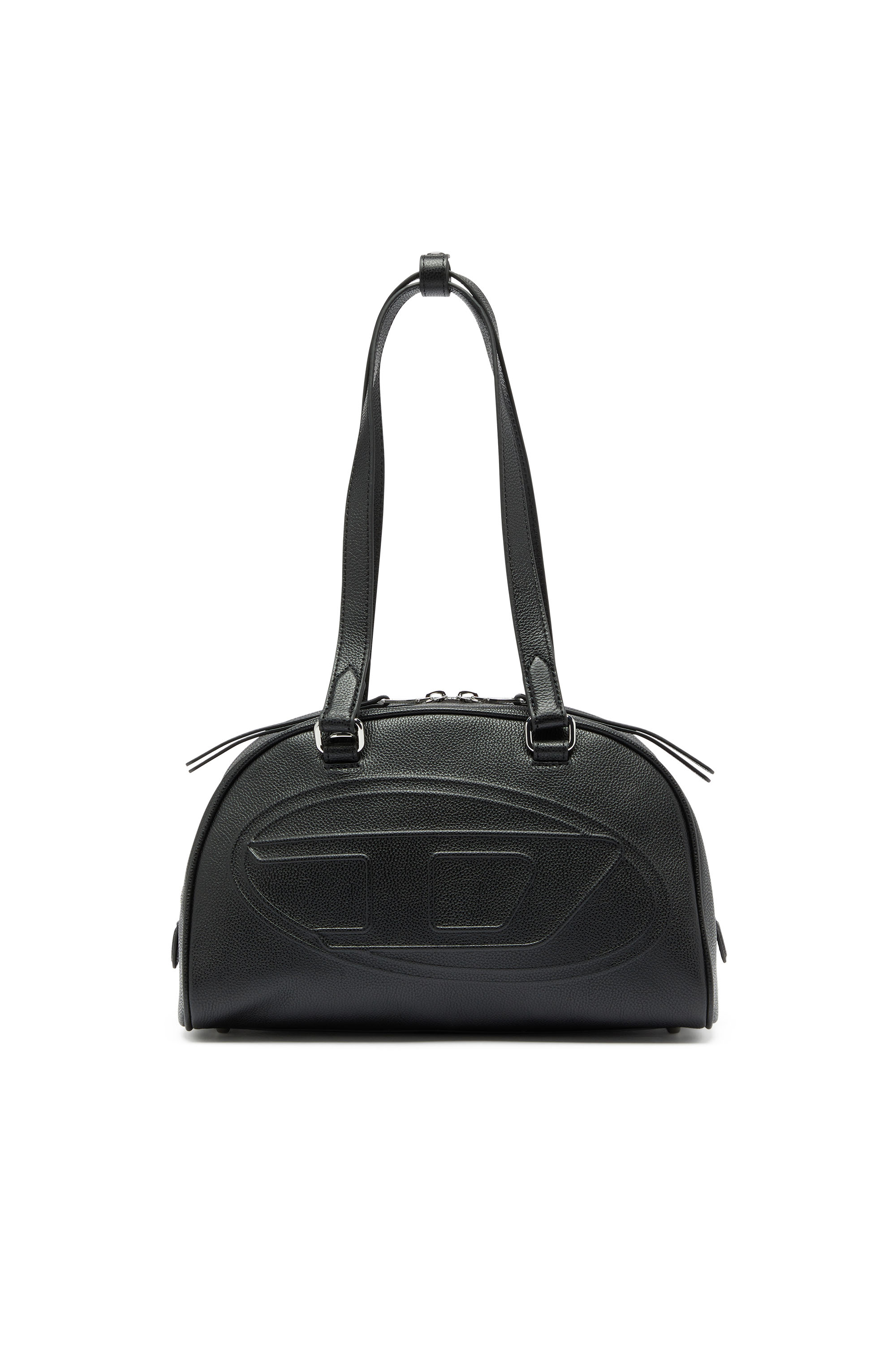 Diesel - 1DR DOME SHOULDER, Unisex 1DR Dome - Boston Bag aus Leder mit gepr&auml;gtem Logo in Schwarz - 1