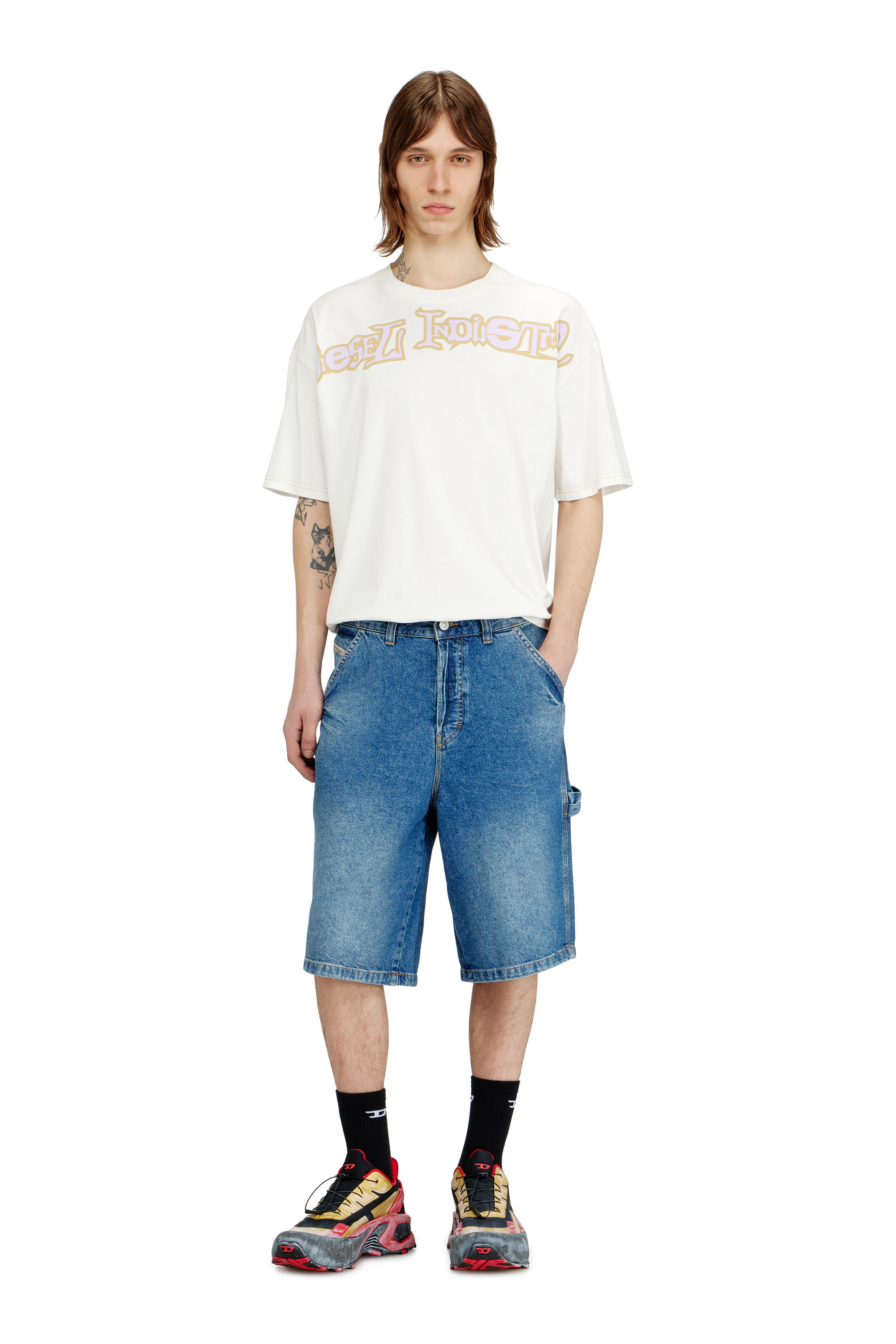 Diesel - D-LIVERY-W-SHORT, Herren Utility-Jeansshorts im Utility-Stil in Mittelblau - 1