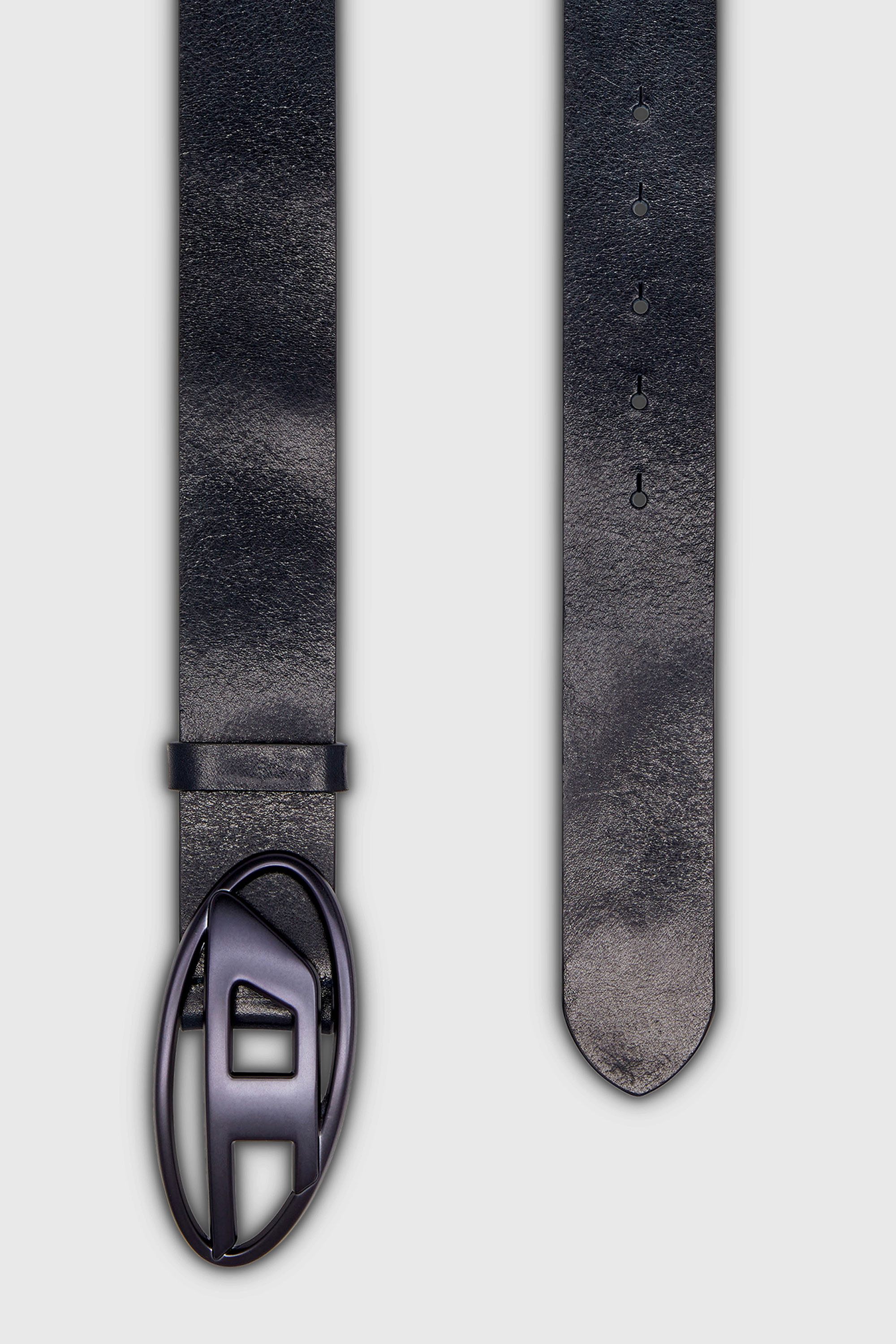 Diesel - B-1DR, Unisex 3.9cm G&uuml;rtel aus Leder mit Metallic-Oval D-Schnalle in Dunkelblau - 2