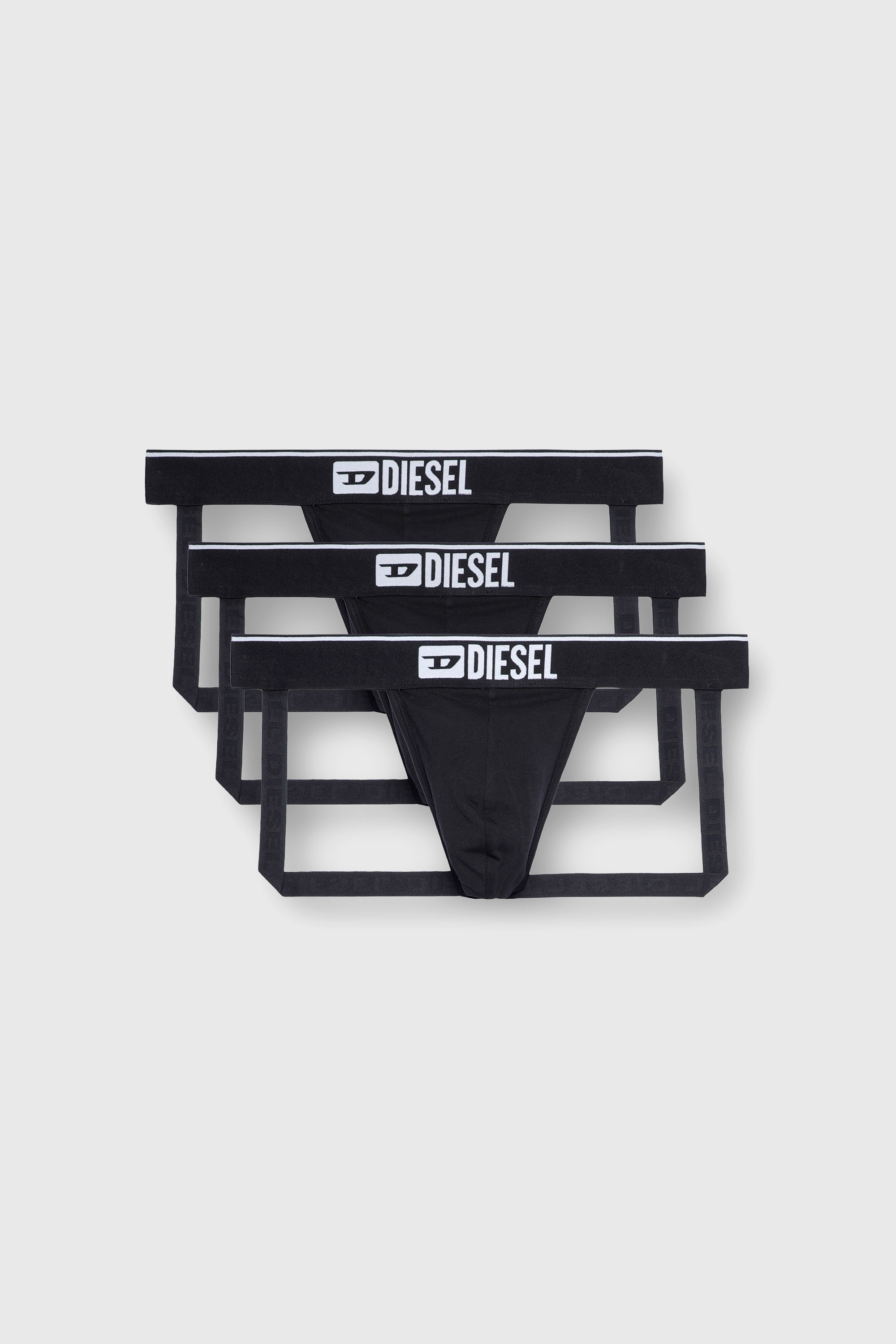 Diesel - UMBR-JOCKYTHREEPACK, Herren Jockstraps im Dreierpack mit Logo vorn in Schwarz - 1