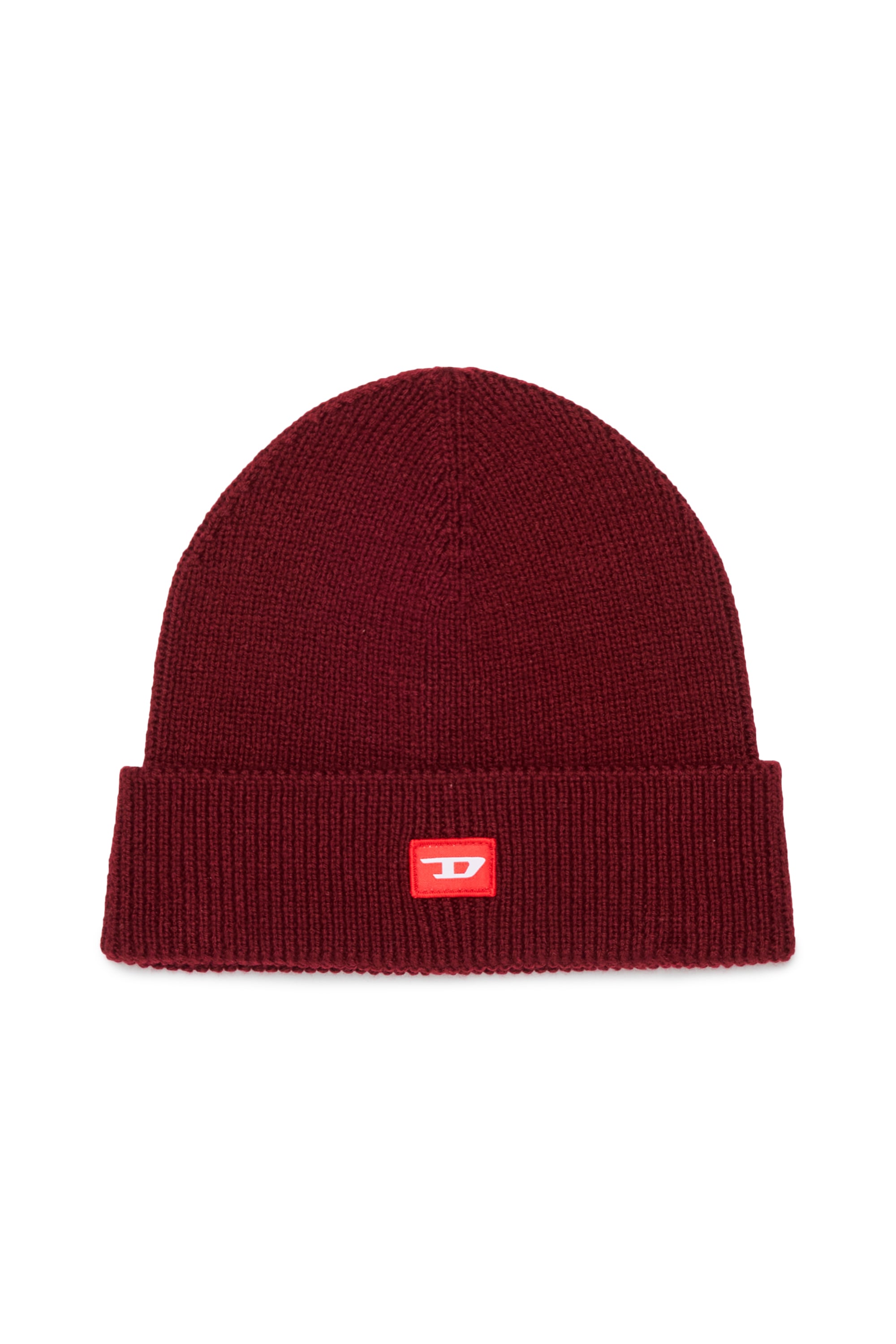 Diesel - FLOT, Unisex Beanie aus Wollmischung mit D Logo Patch in Rot - 1