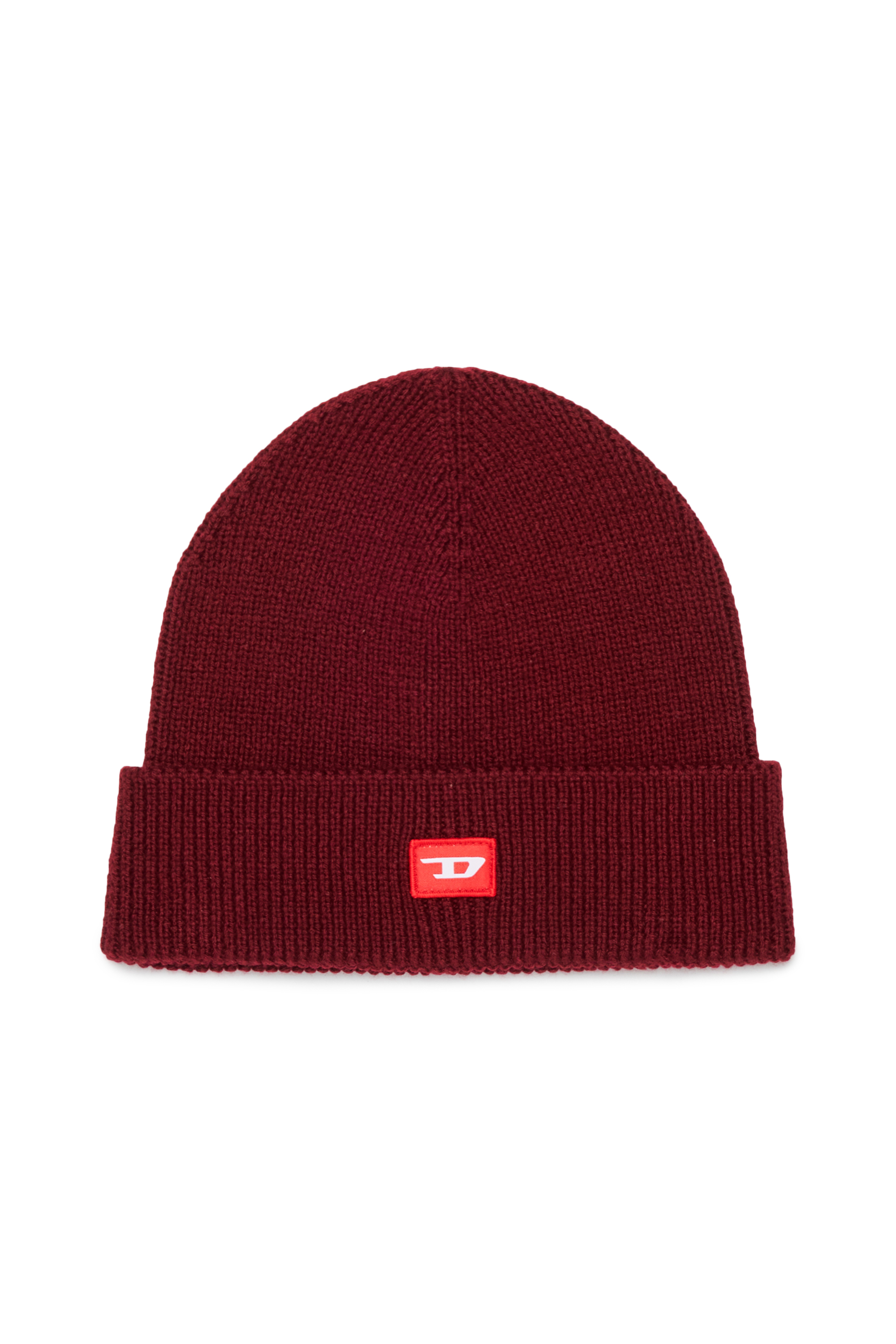 Diesel - FLOT, Unisex Beanie aus Wollmischung mit D Logo Patch in Rot - 1