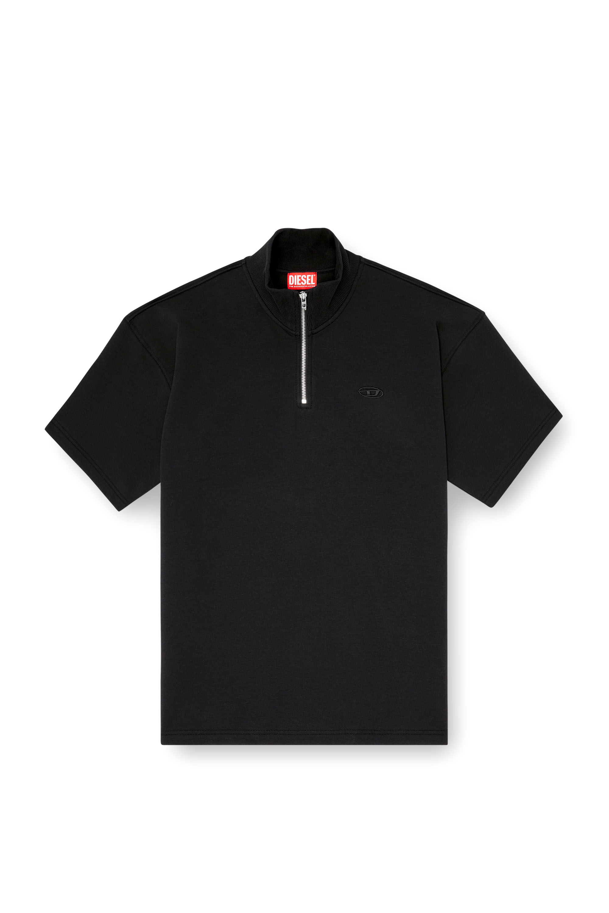 Diesel - S-CUBY, Herren Kurz&auml;rmliges Sweatshirt mit halbem zip aus leichtem Scuba in Schwarz - 3