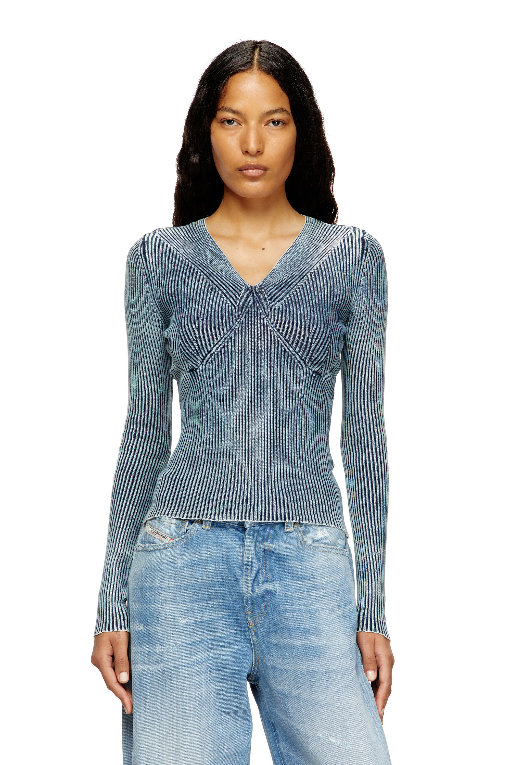 Diesel - M-MILMO, Damen Pullover aus Denim mit Glanzeffekt in Blau - 1