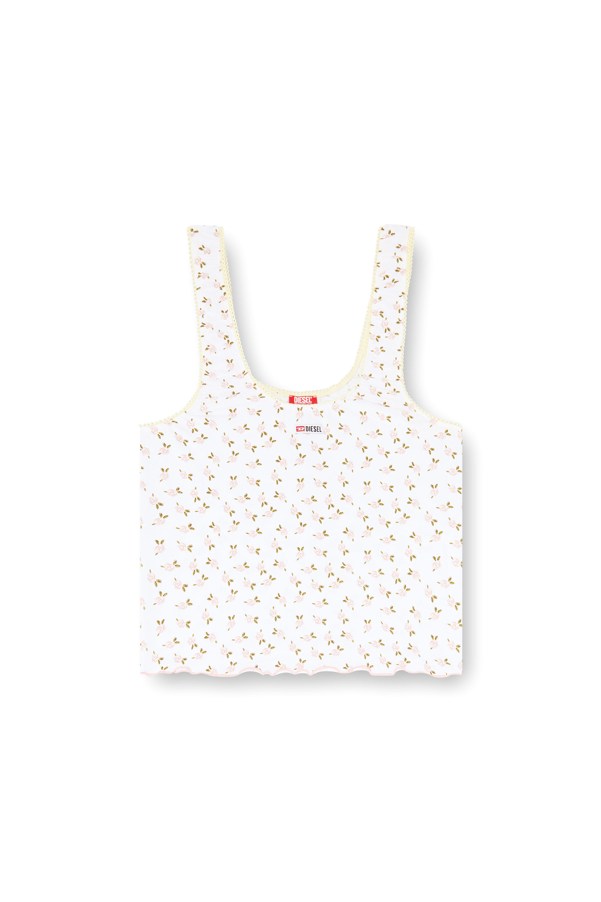 Diesel - GEORGIE-D-CORE, Damen Stretch-Baumwolltop mit Blumenprint in Wei&szlig; - 3