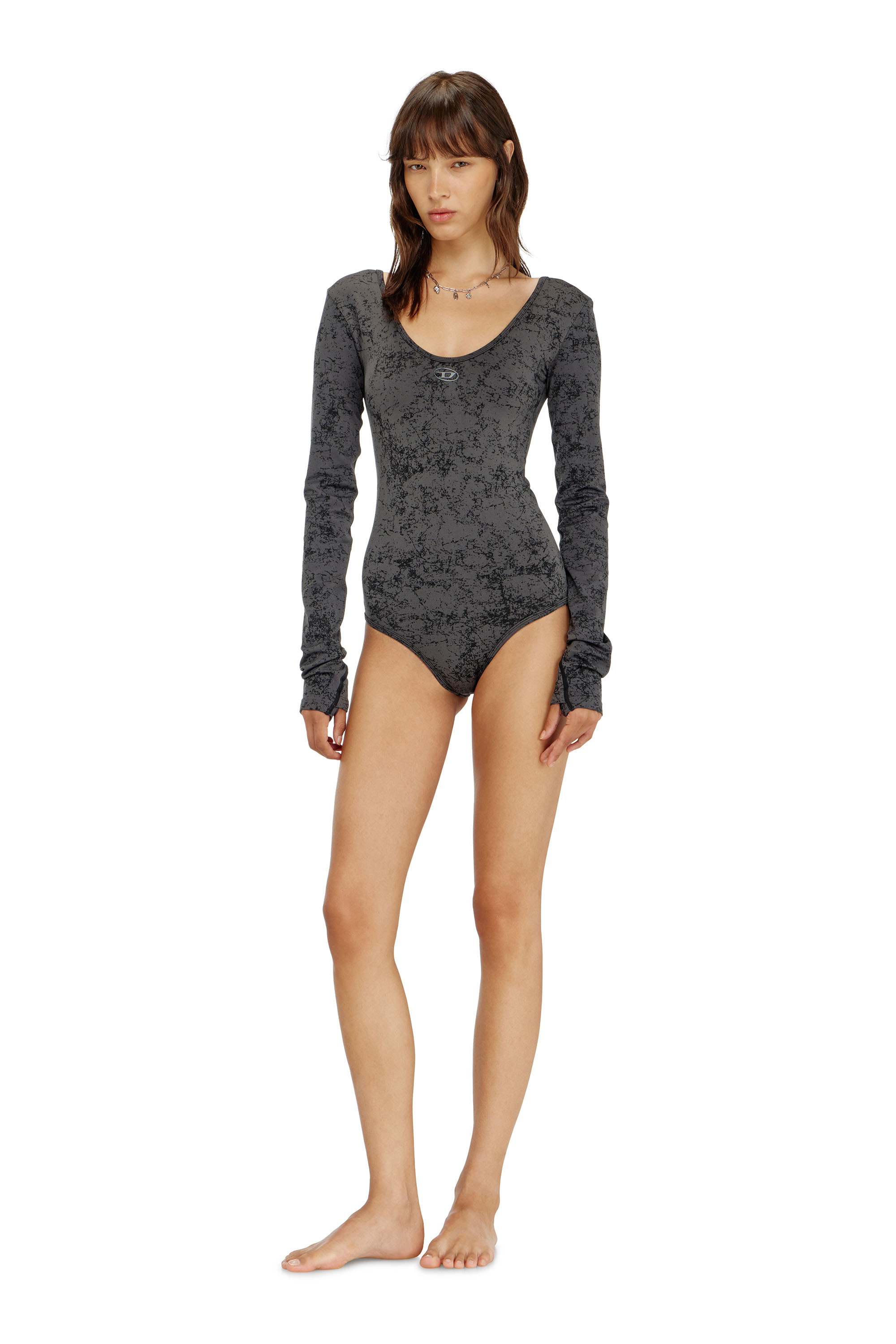 Diesel - IONNA-UTLT, Damen R&uuml;ckenfreier Bodysuit mit utility-print in Schwarz - 3