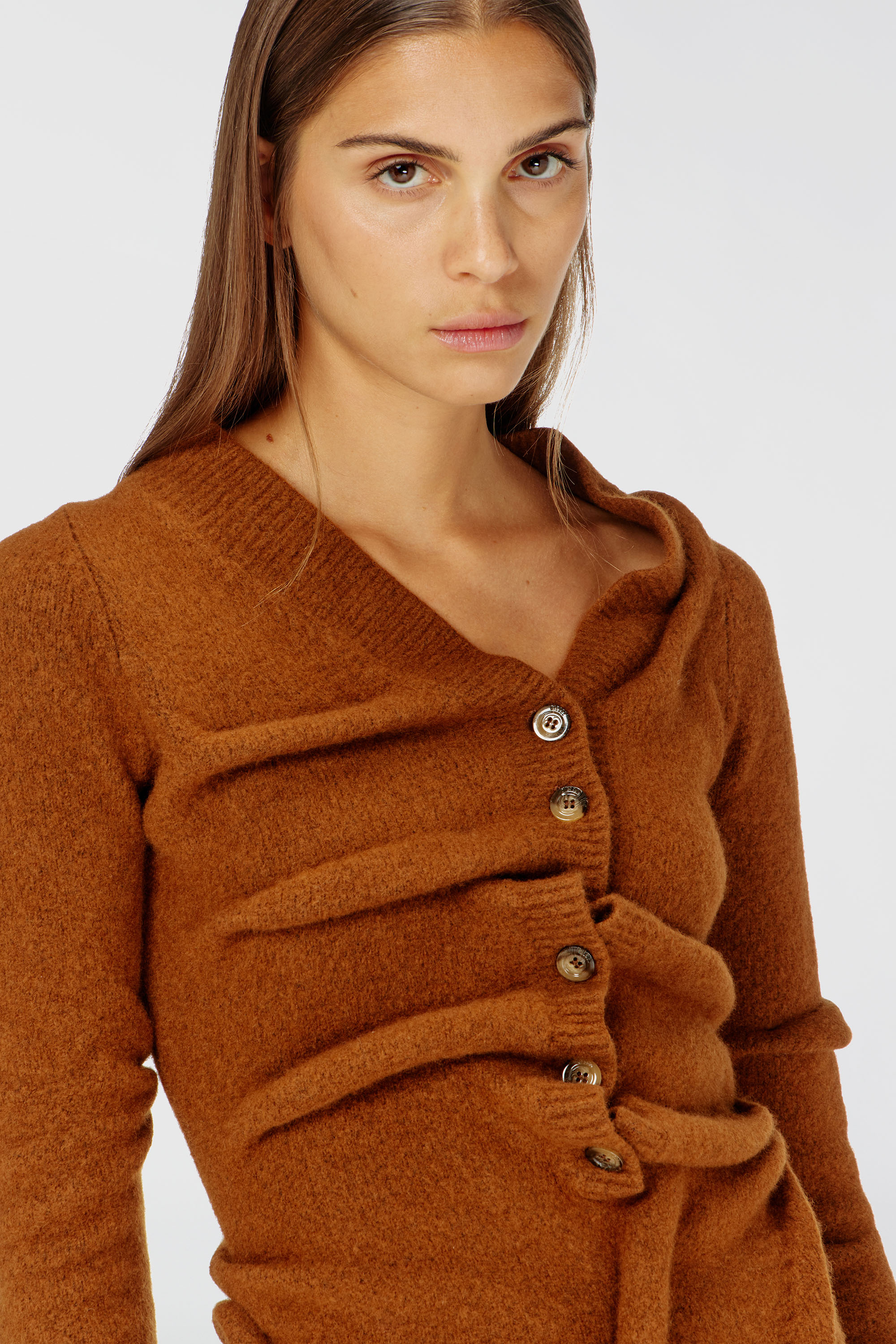 Diesel - M-ANITA, Damen Kurzes Cardigan-Kleid aus gekochtem, geknittertem Strick in null - 5