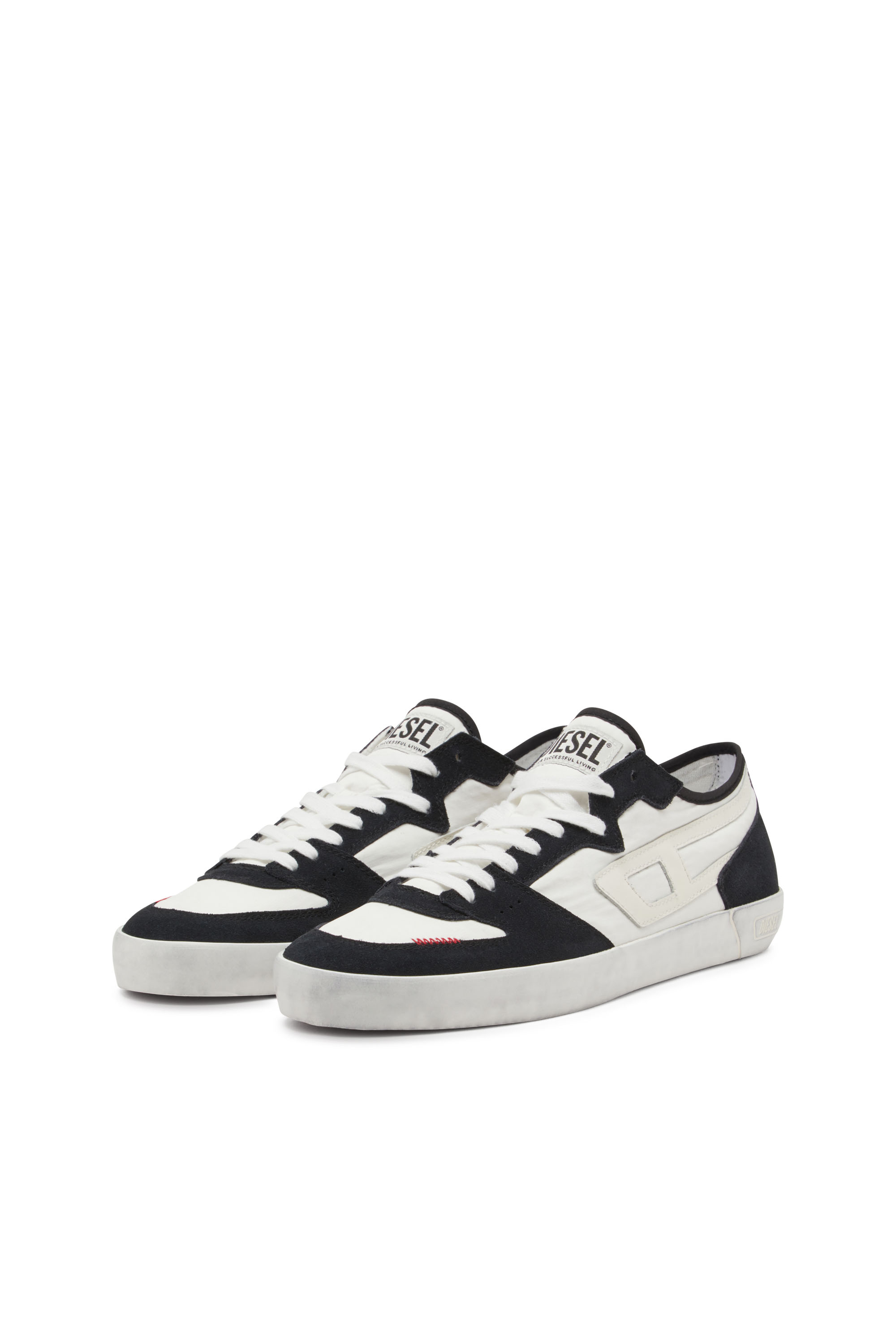 Diesel - S-LEROJI D-1 LOW, Herren Sneakers aus gepolstertem Ripstop und Veloursleder in Schwarz/Weiss - 8