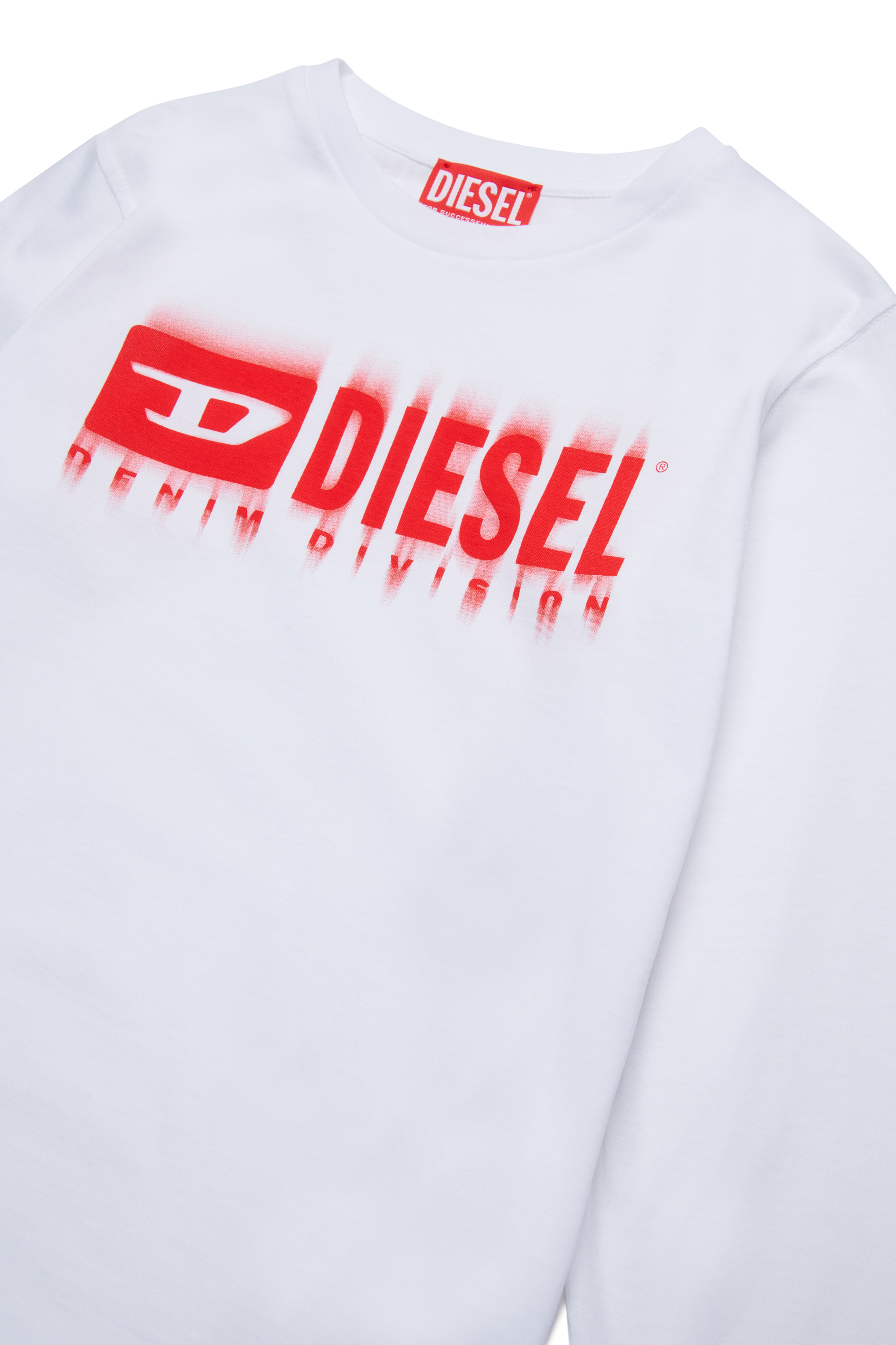 Diesel - TDIEGORL6LS, Herren Langarm-T-Shirt mit verschmiertem Logo in Weiß - 3