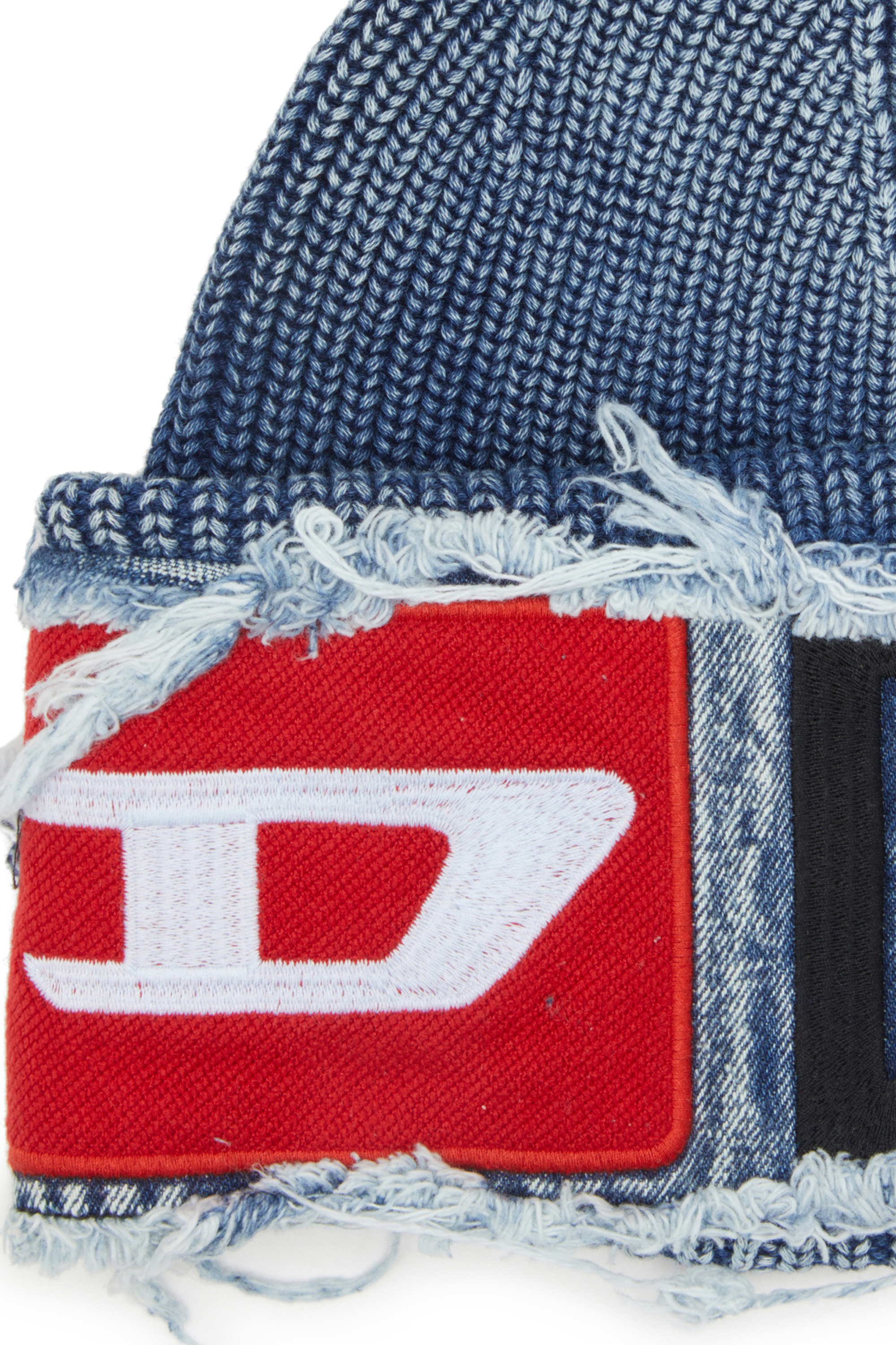 Diesel - K-FROK, Unisex Mütze in Denim-Optik mit auffälligem Patch-Detail in Blau - 3