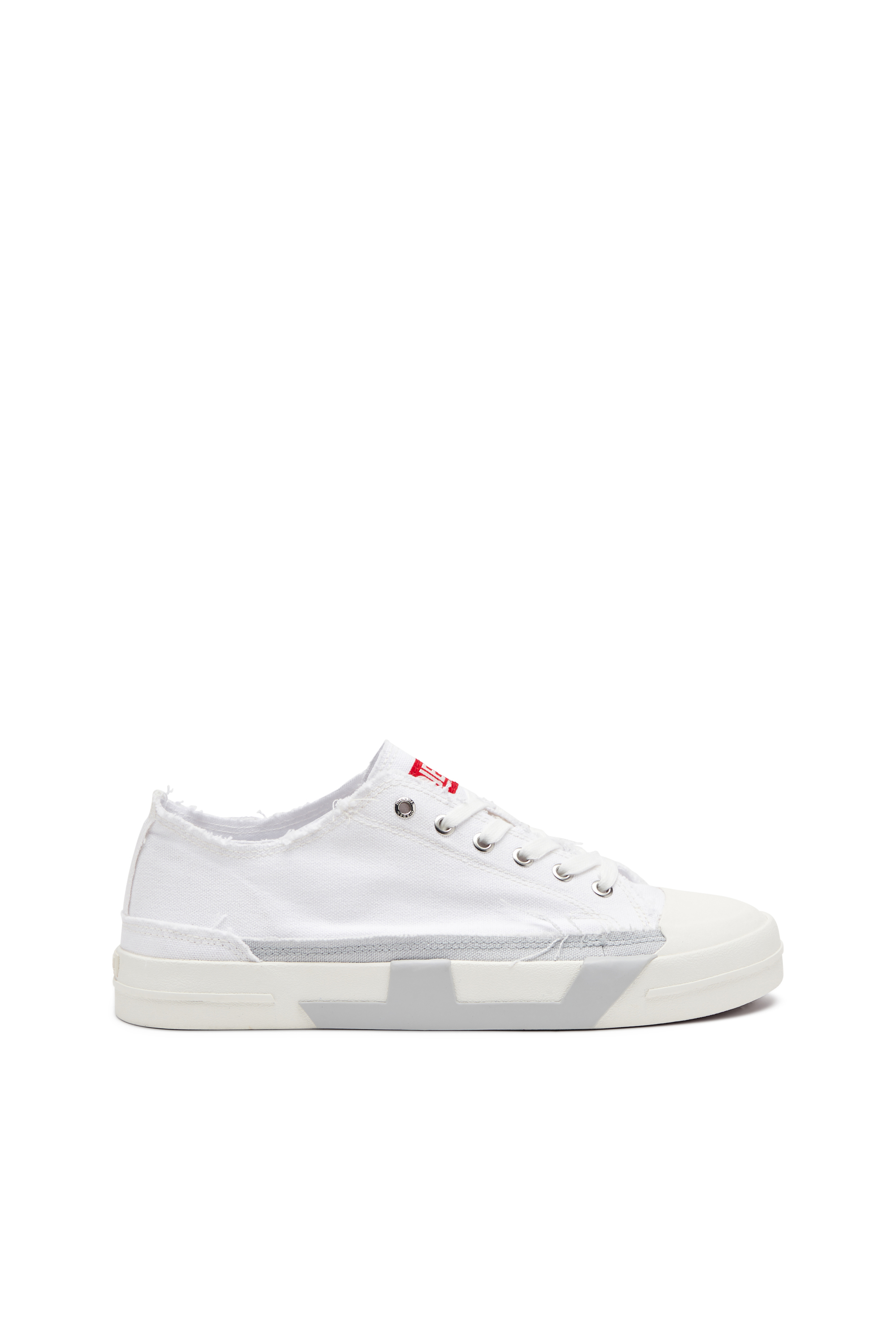 Diesel - S-D-VERSE LOW W, Damen S-D-Verse-Sneakers aus ausgefranstem Canvas in Weiss/Grau - 1