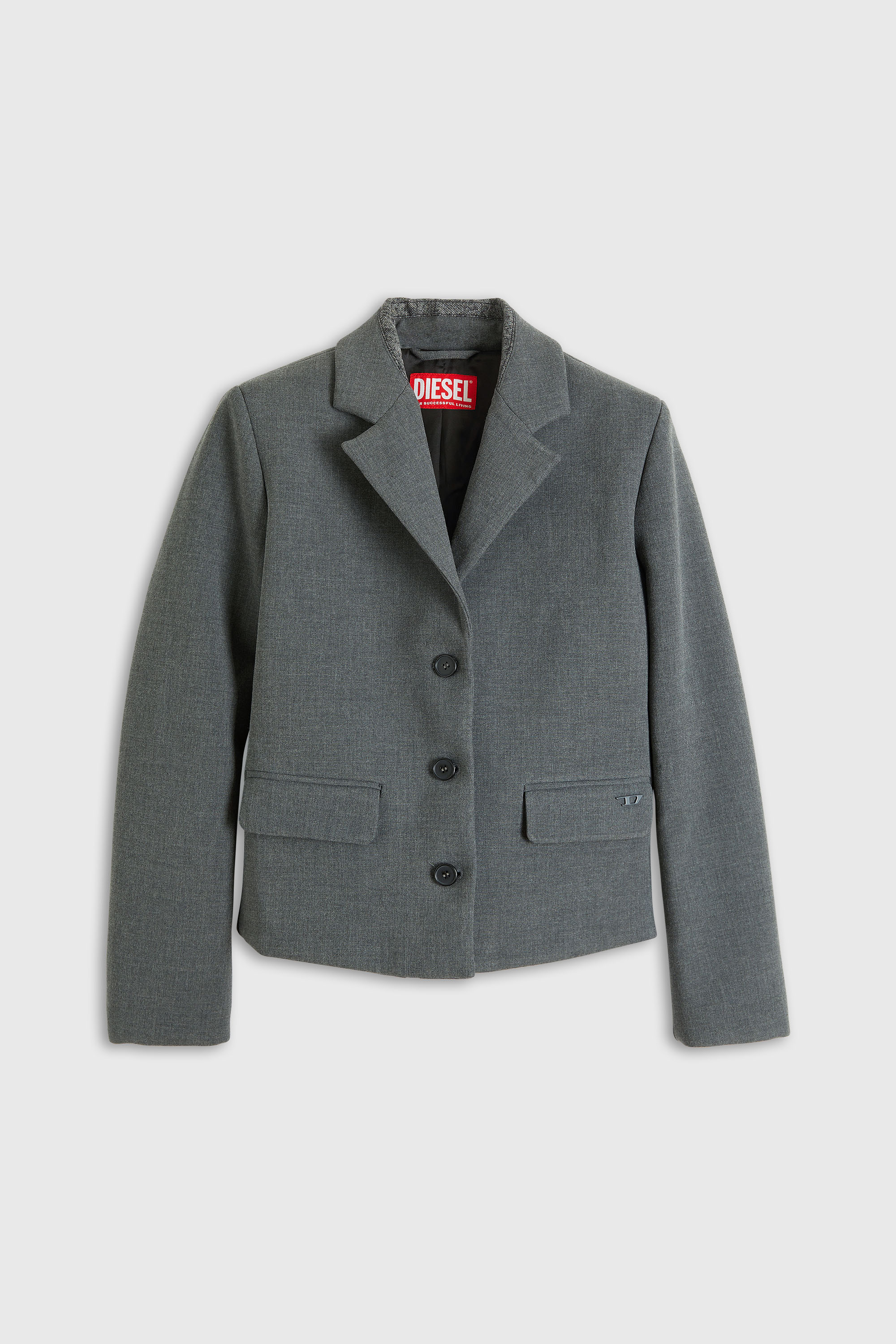 Diesel - G-LINTY, Woman's Cropped blazer with denim-trimmed collar in Grey - 2