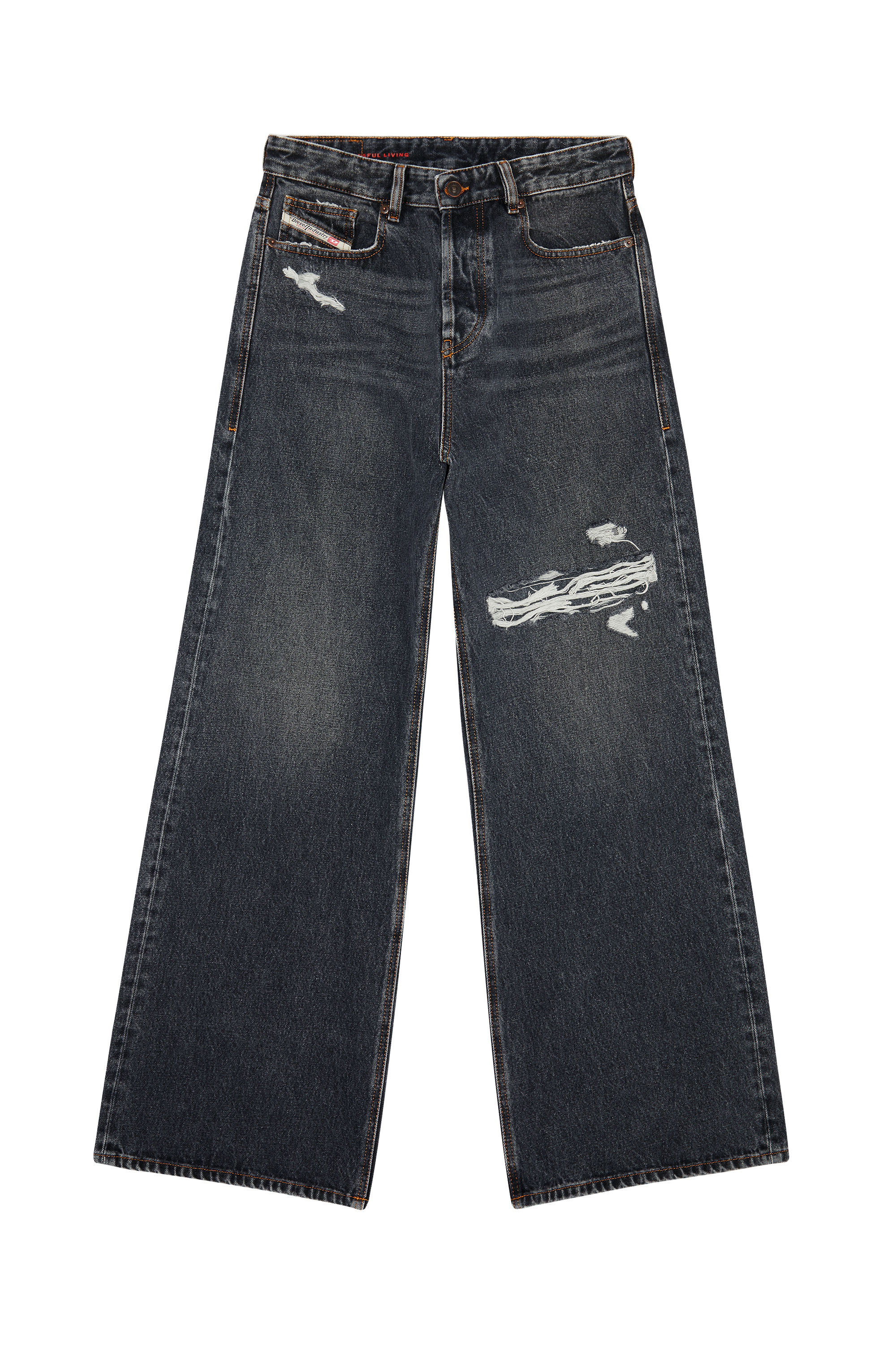 Diesel - Unisex Relaxed Jeans 1996 D-Sire 007F6, Schwarz/Dunkelgrau - 8