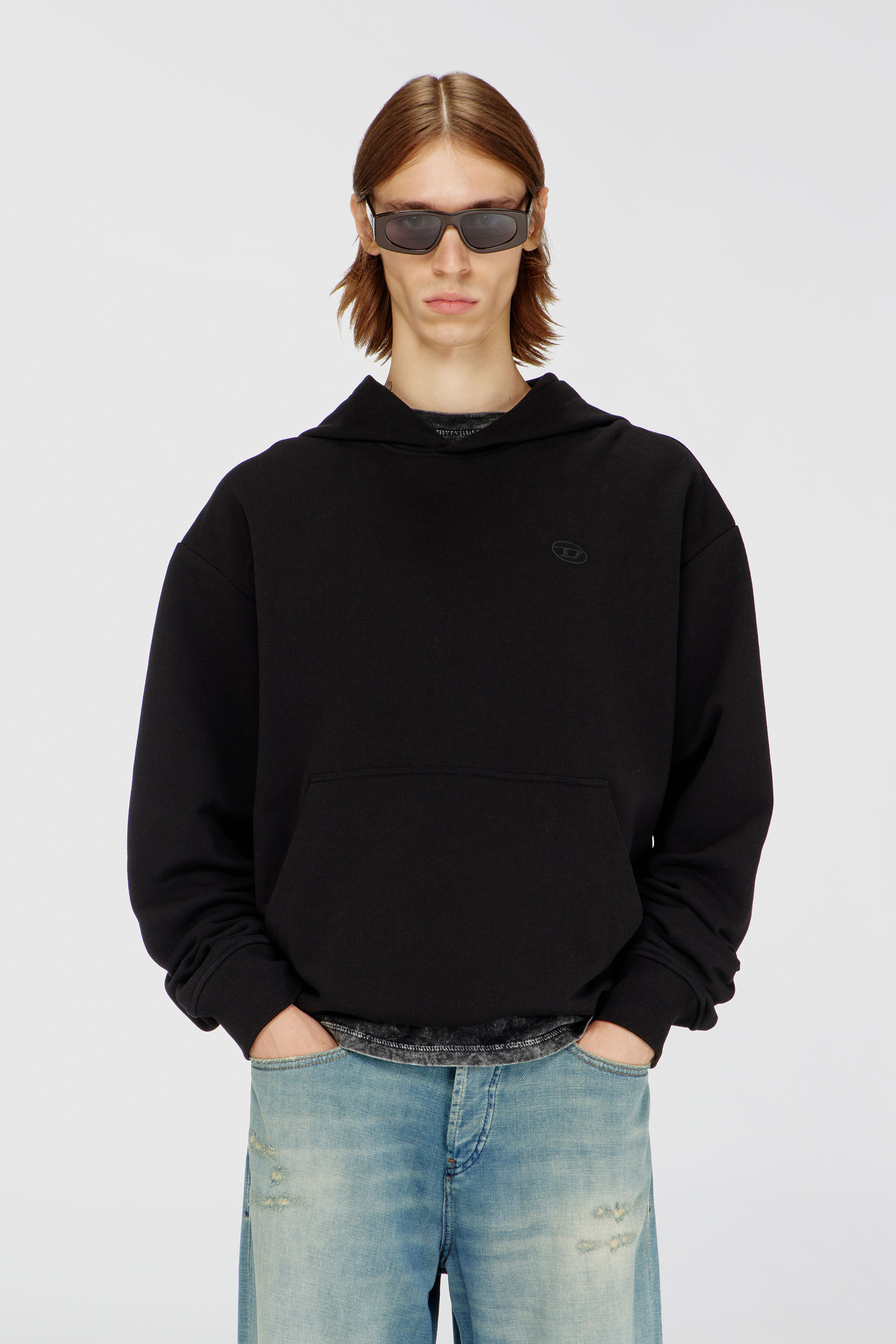 Diesel - S-MACS-HOOD-MEGOVAL-D, Herren Hoodie mit Logo-Stickerei in Schwarz - 1