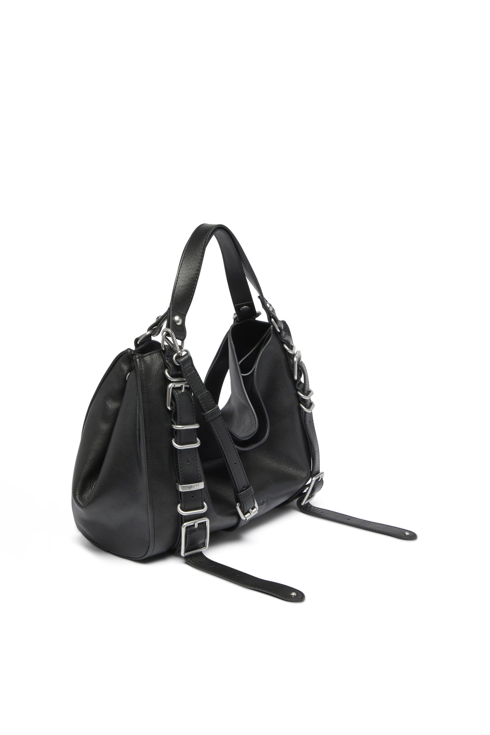 Diesel - D-ONE TOPHANDLE M, Unisex D-One-Medium Henkeltasche aus behandeltem Leder in Schwarz - 4