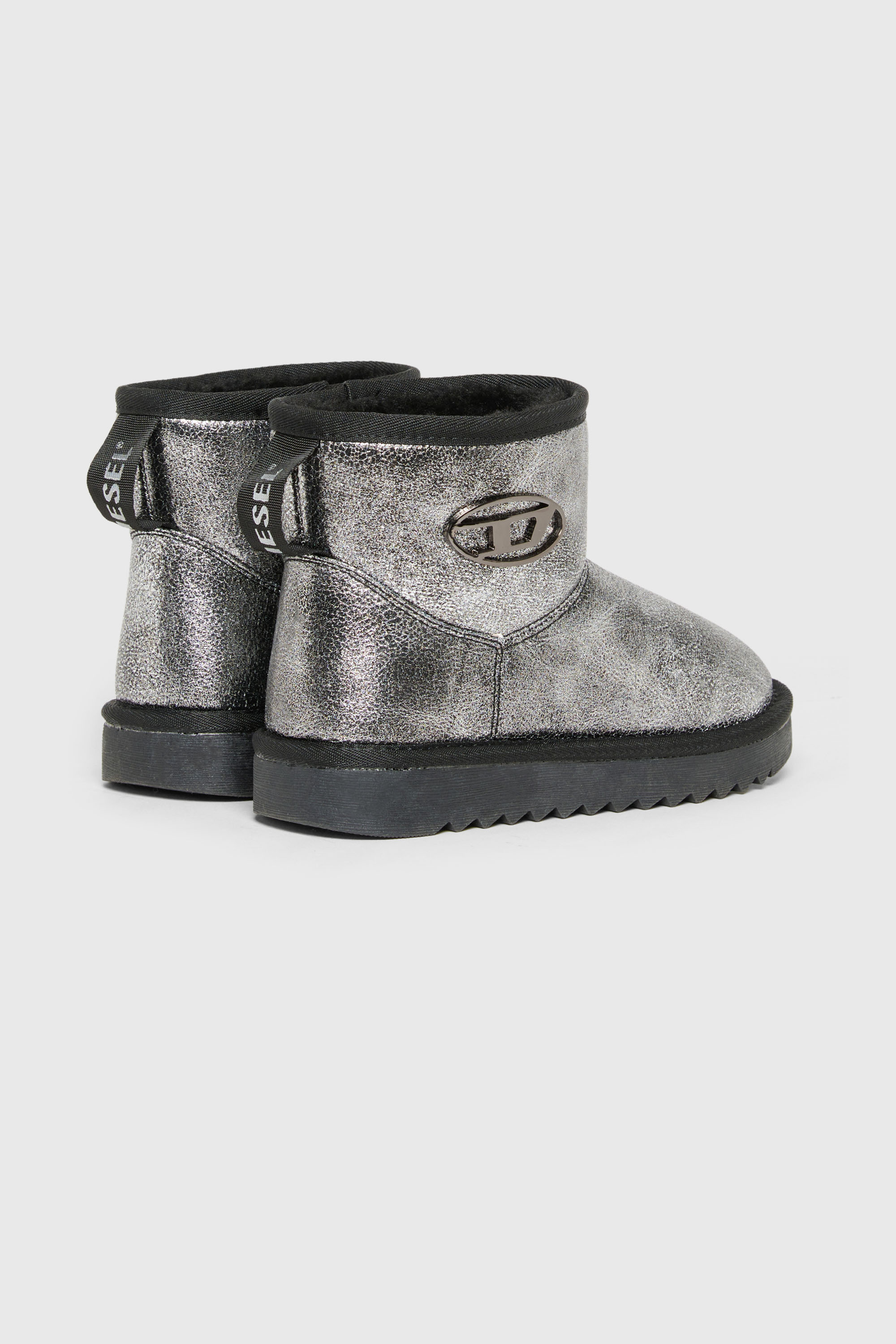 Diesel - D-DAATEN, Unisex D-Daaten - Metallische Stiefel mit Pl&uuml;schfutter in Silber - 3