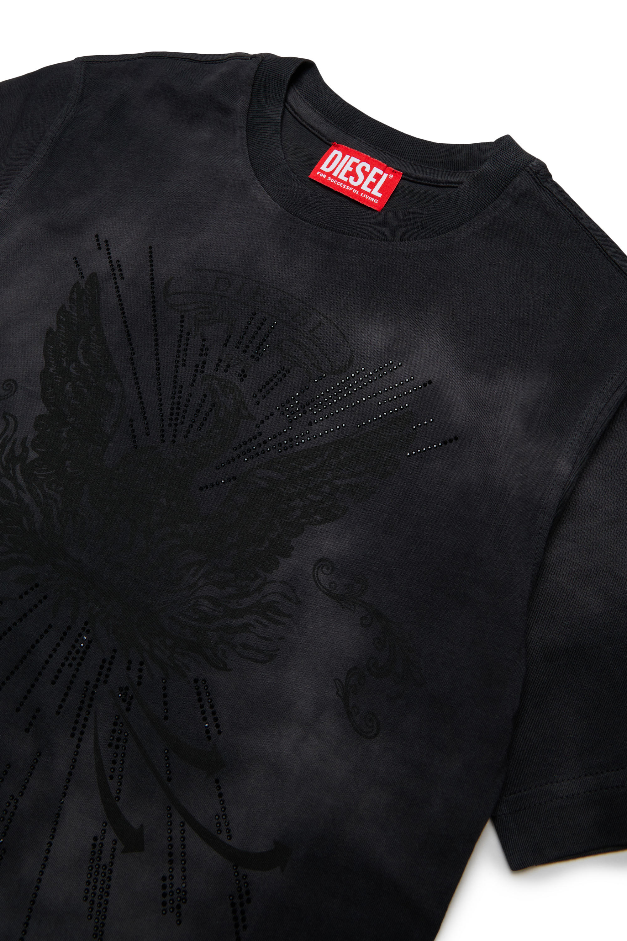 Diesel - TFIN OVER, Herren T-Shirt mit verziertem Ph&ouml;nix-Motiv in Schwarz - 3