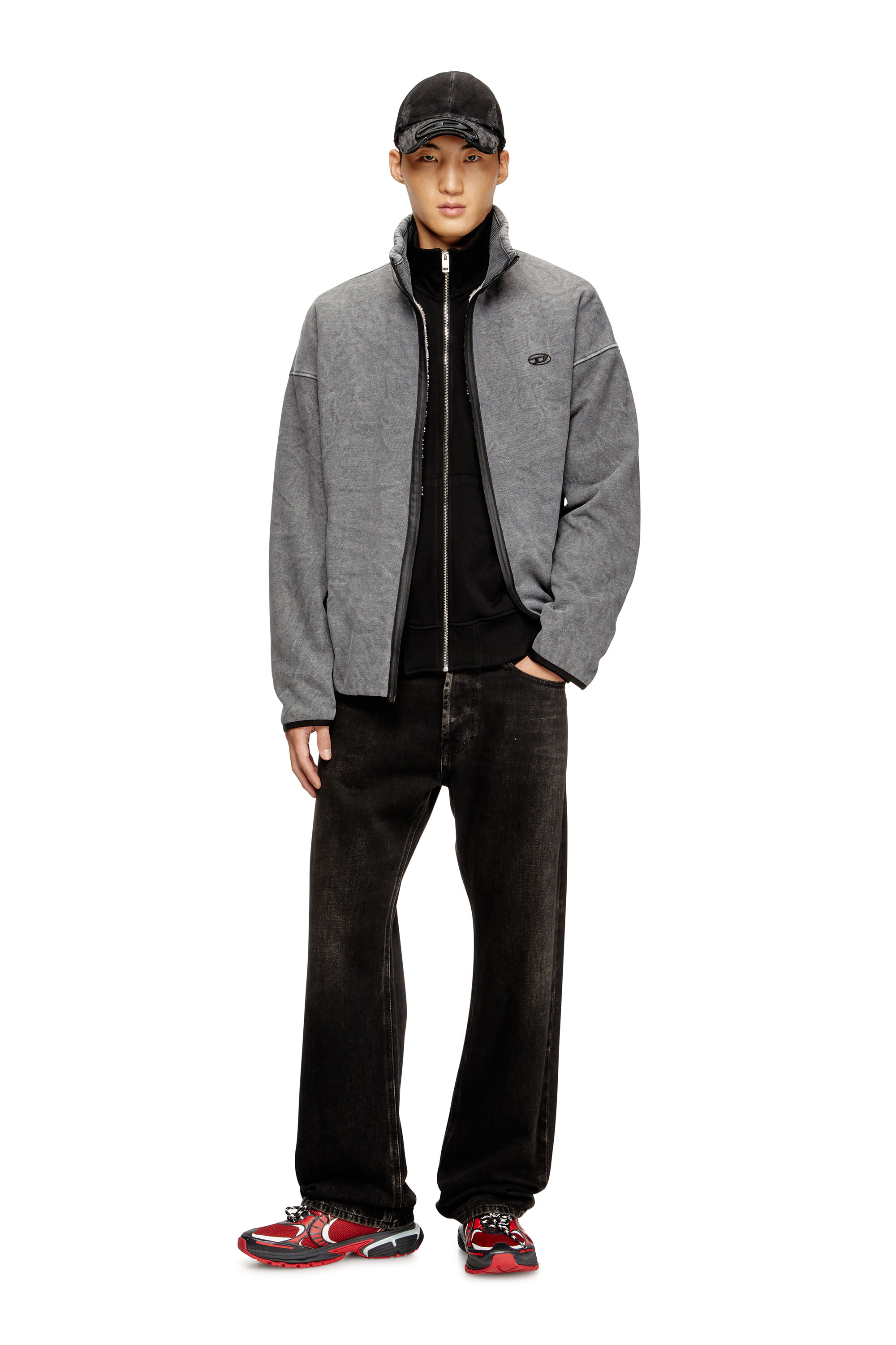 Diesel - S-BATY-NEW, Herren Sweatshirt mit Reißverschluss und Innenfutter in Grau - 1