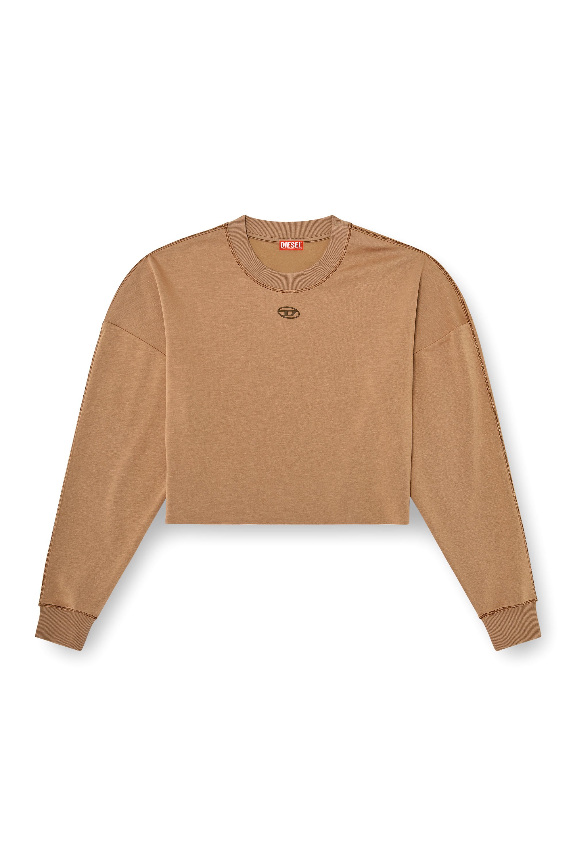 Diesel - BLAKE-UTLT, Damen Crop-Top aus leichtem stretch scuba in Braun - 3