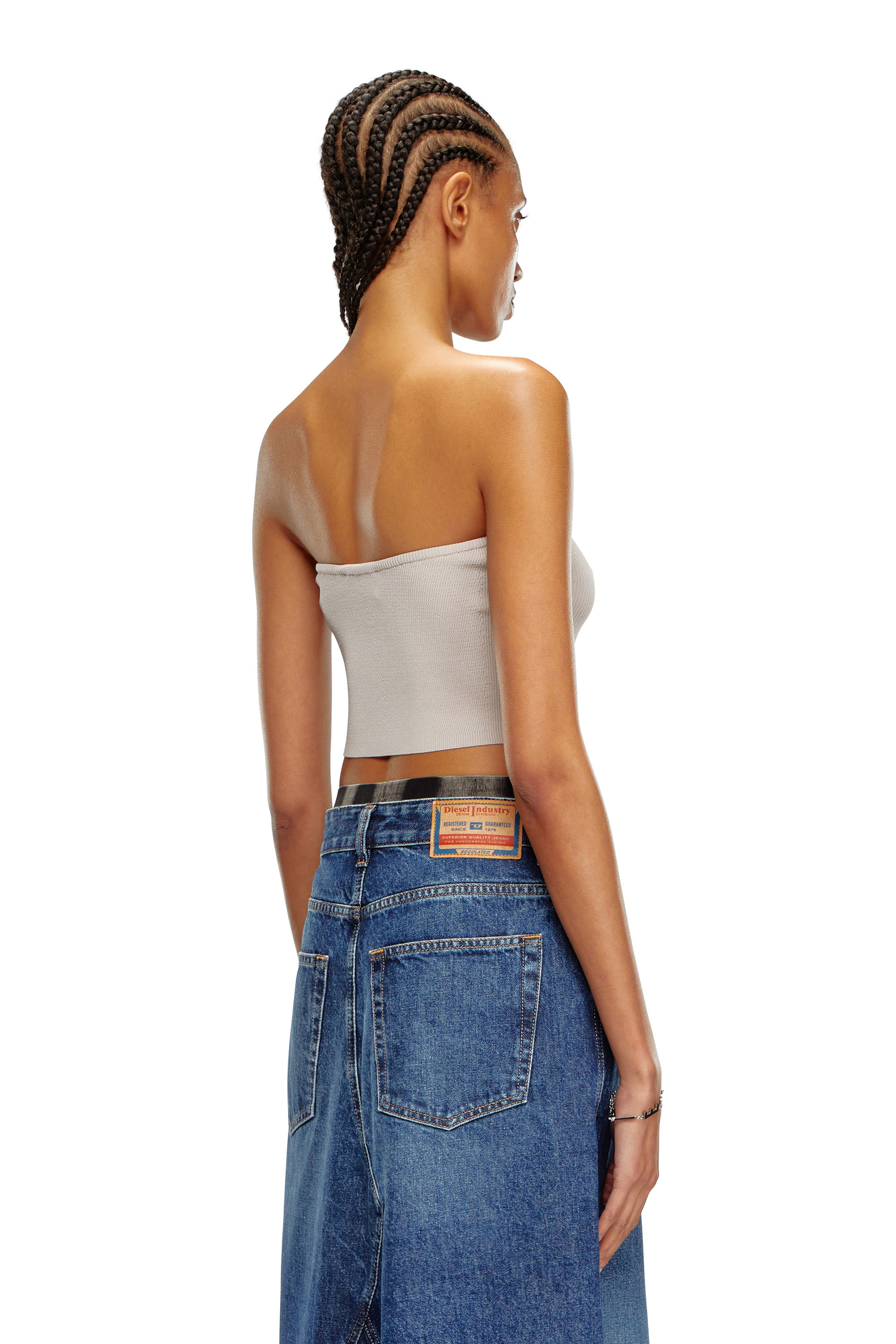 Diesel - M-CLARKSVILLEX, Damen Bandeau-Top mit Logo-Plakette in Grau - 4