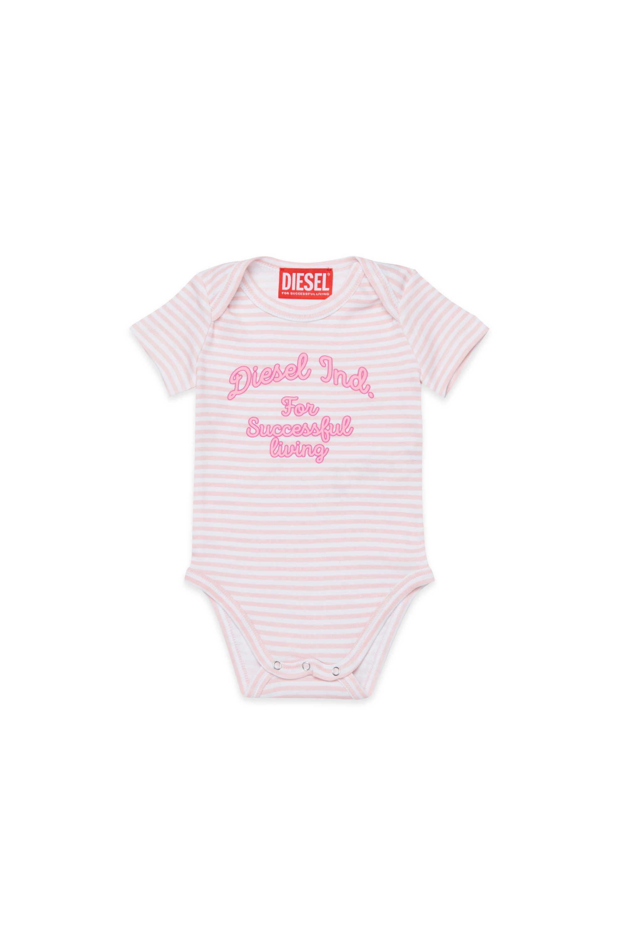 Diesel - USPEL-NB, Unisex Baumwoll-Body mit Streifen und Print in Rosa - 1