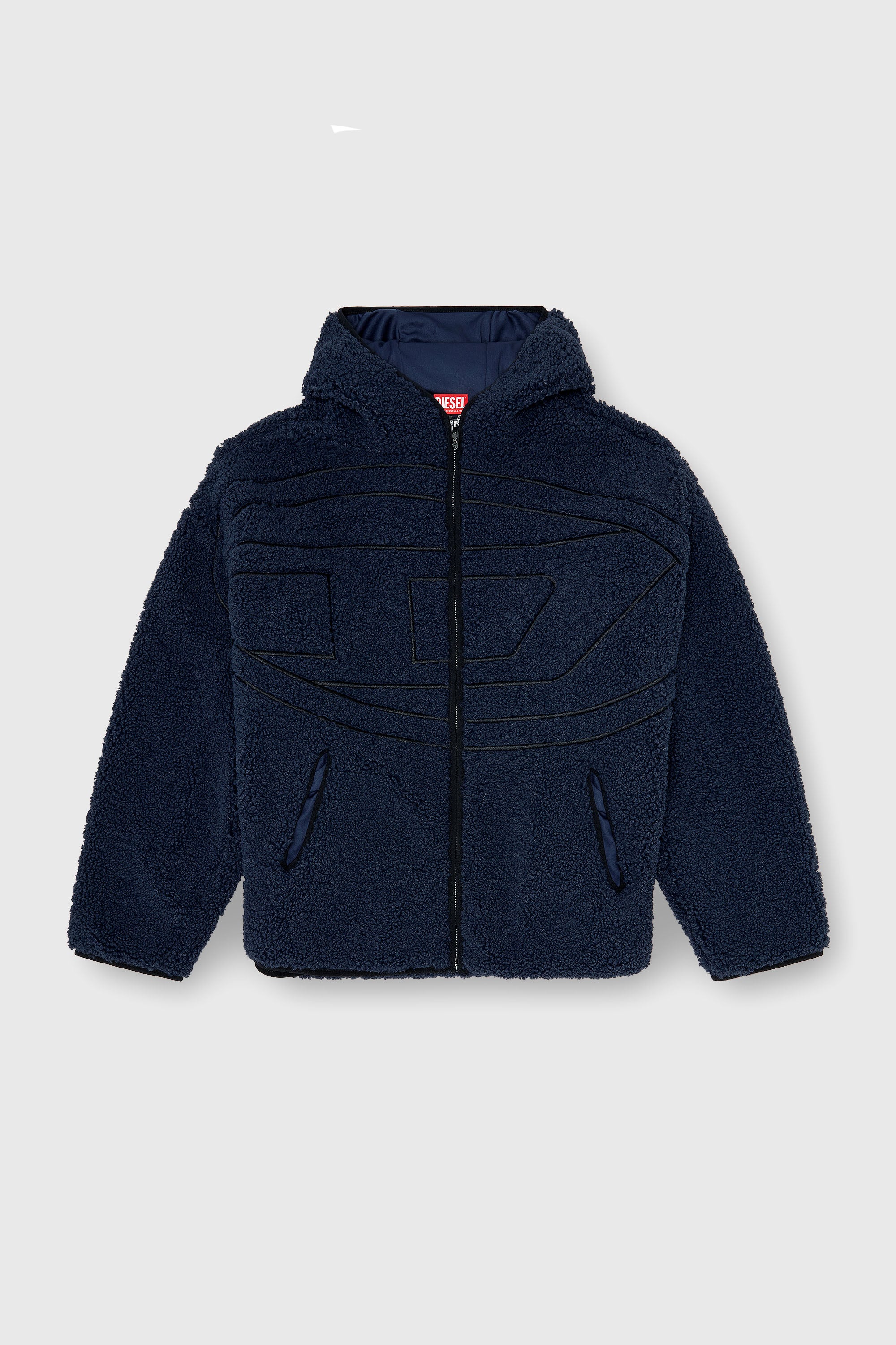 Diesel - S-ZAT, Herren Teddy-Kapuzenpullover in Dunkelblau - 2