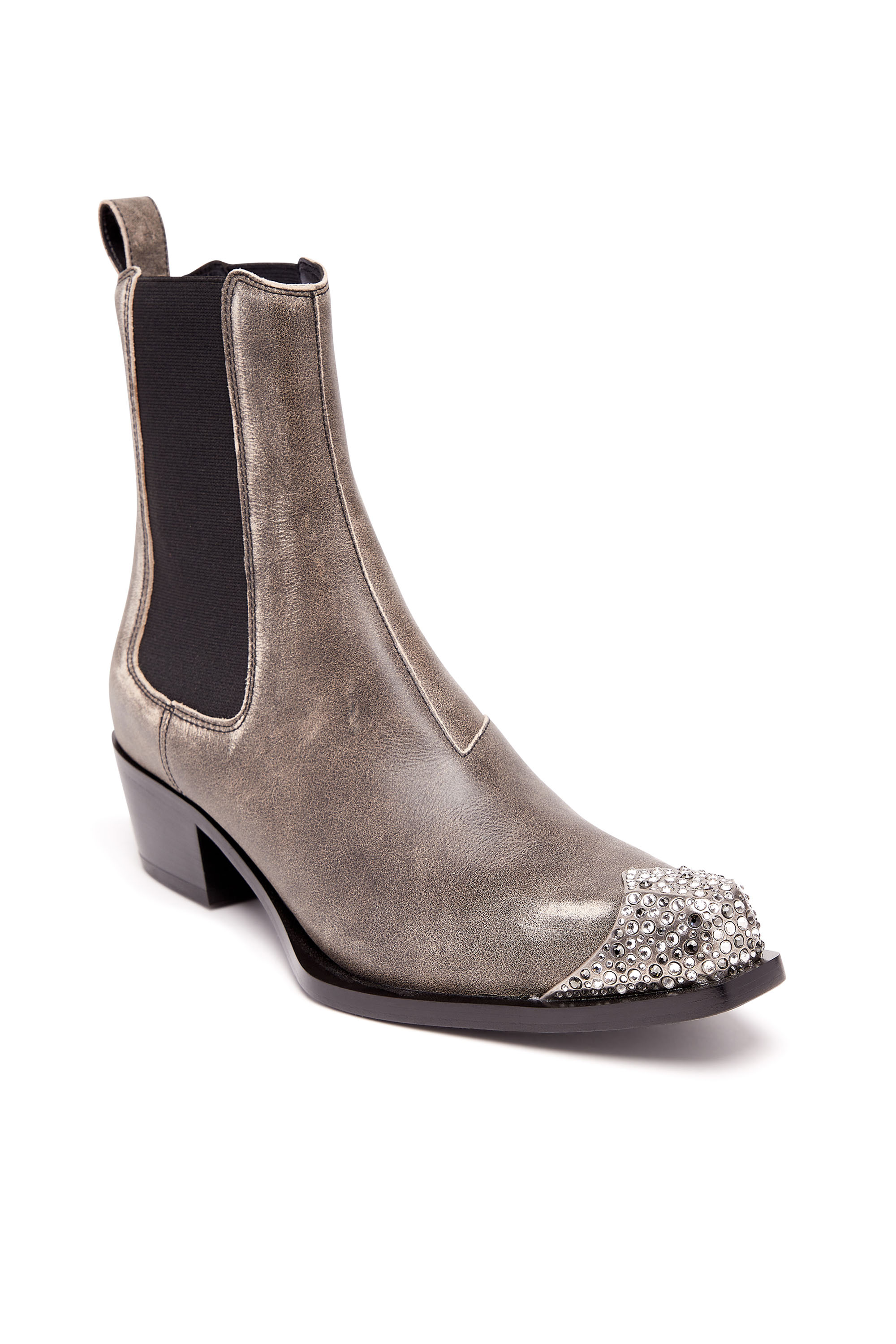 Diesel - D-CALAMITY AB, Damen D-Calamity Ab - Stiefel aus behandeltem Leder mit Strass-Zehenkappe in Braun - 4