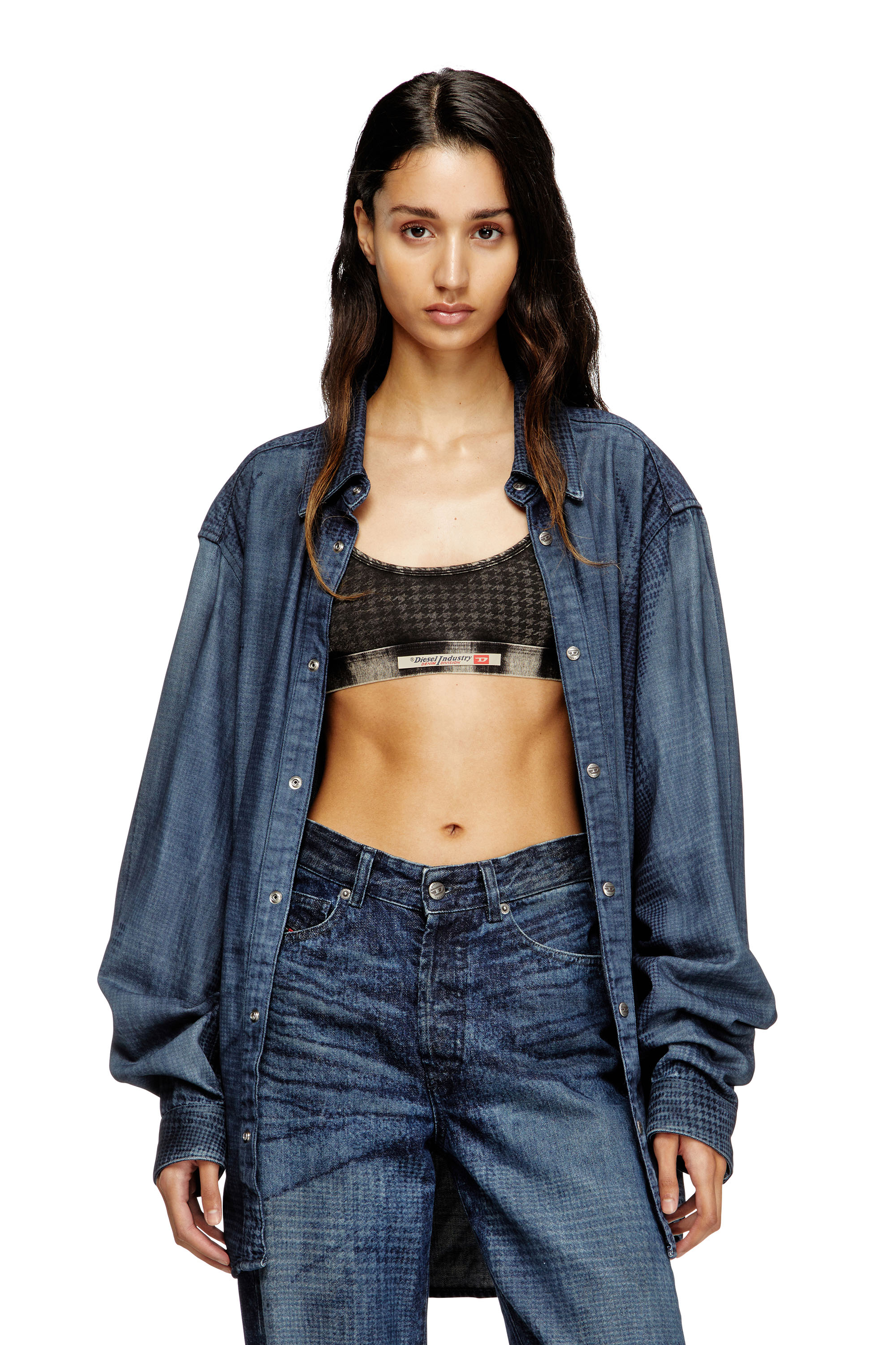 Diesel - ARIEL-DNM, Damen Baumwoll-Bralette mit Allover-Print in Dunkelgrau - 4