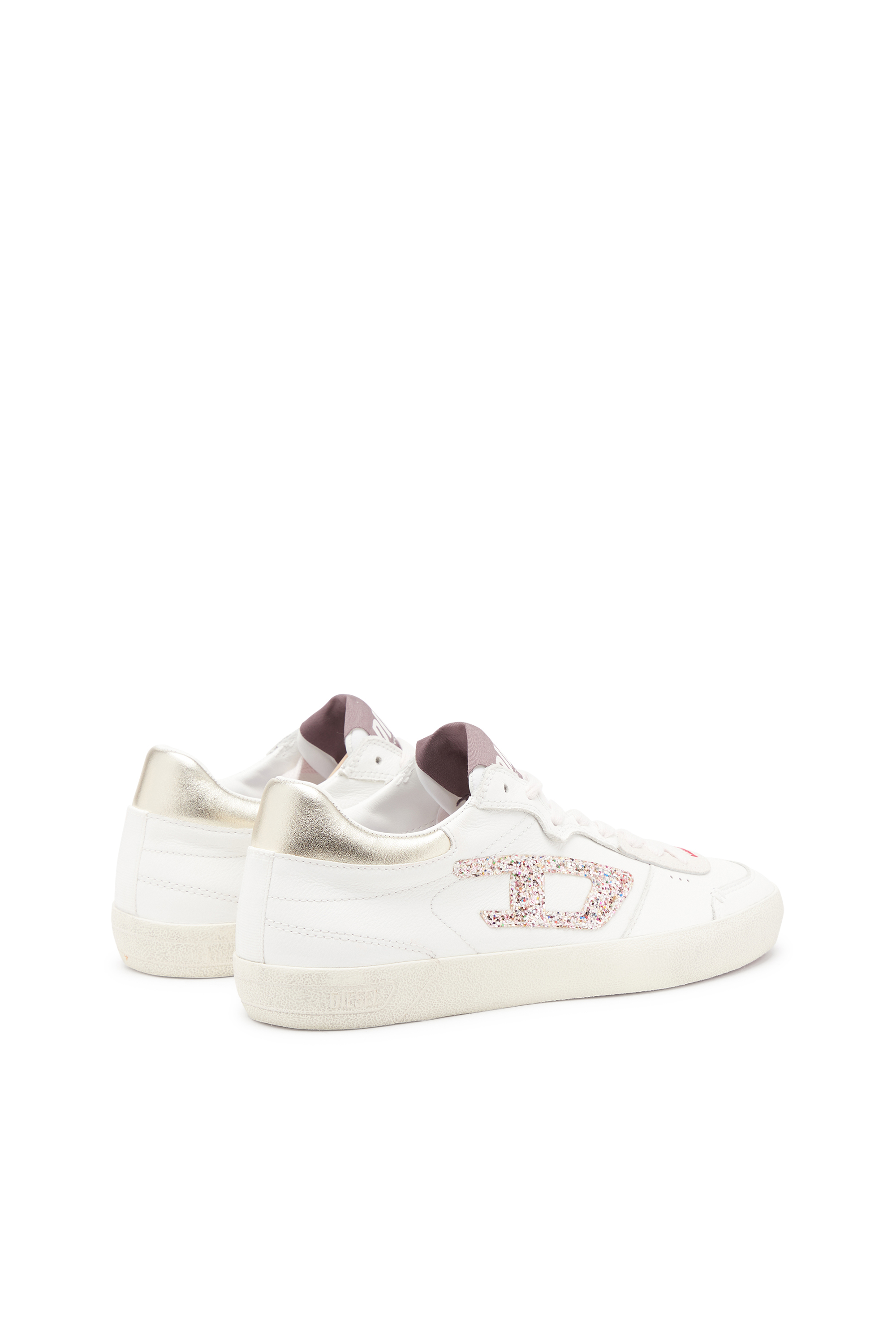 Diesel - S-LEROJI LOW W, Damen S-Leroji-Sneakers aus Leder mit Glitter-Logo in Weiss/Rosa - 3