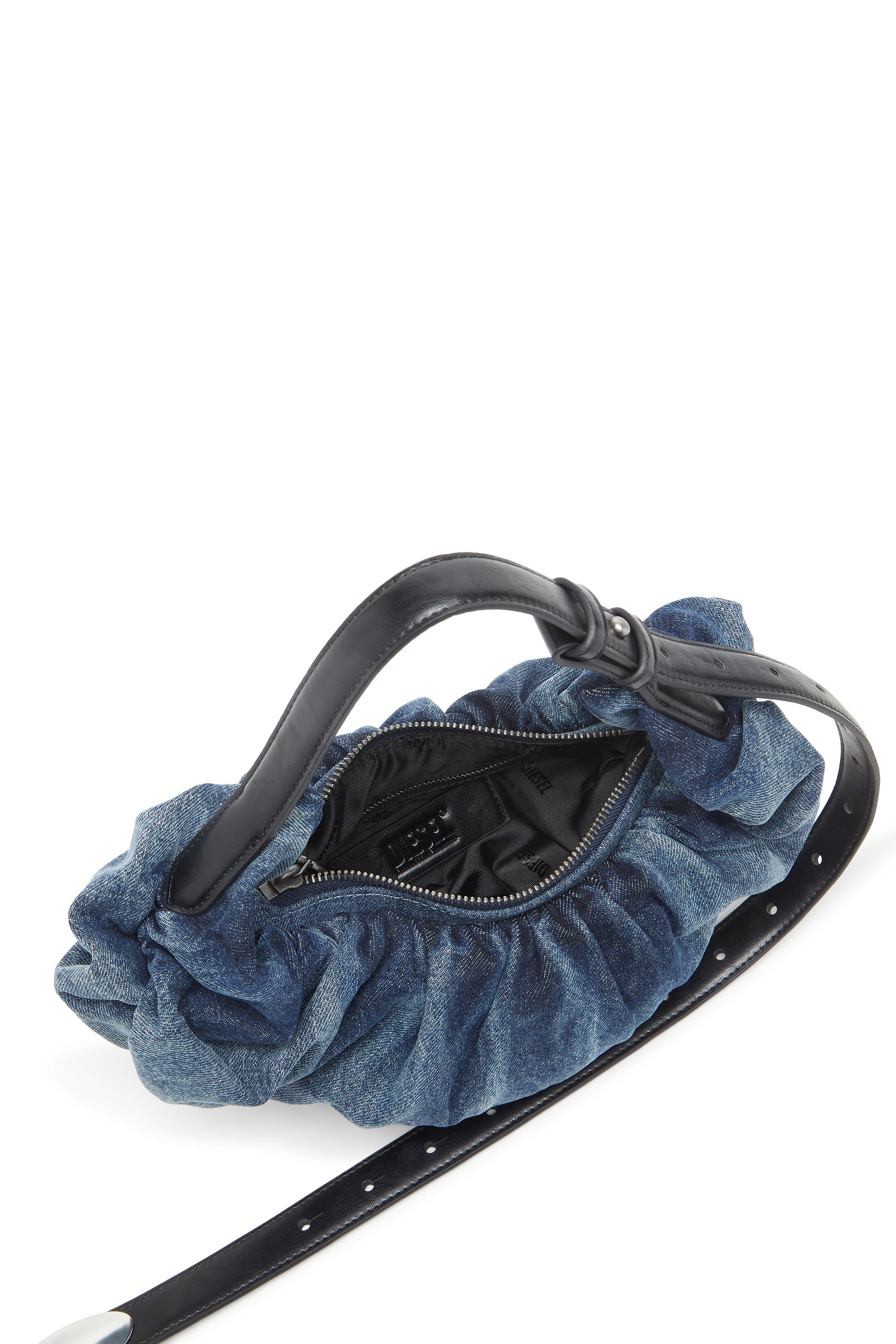 Diesel - GRAB-D HOBO S, Damen Grab-D S-Kleine, geknitterte Hobo-Tasche aus behandeltem Denim in Mittelblau - 3
