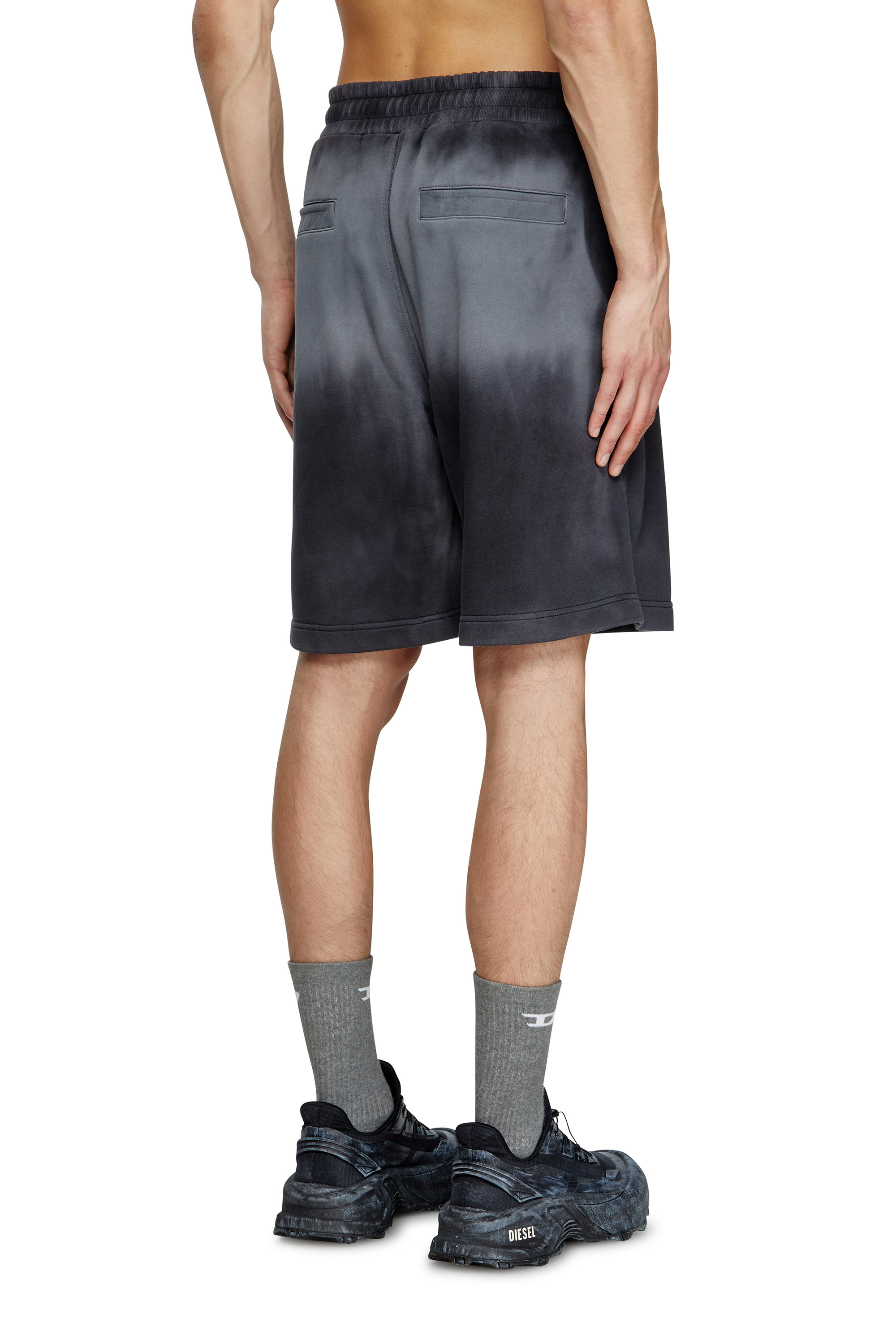 P-CROWNE-R1, Schwarz Diesel - P-CROWNE-R1, Herren Verblasste Sweatshorts mit Mikro-Logo in Schwarz - 4